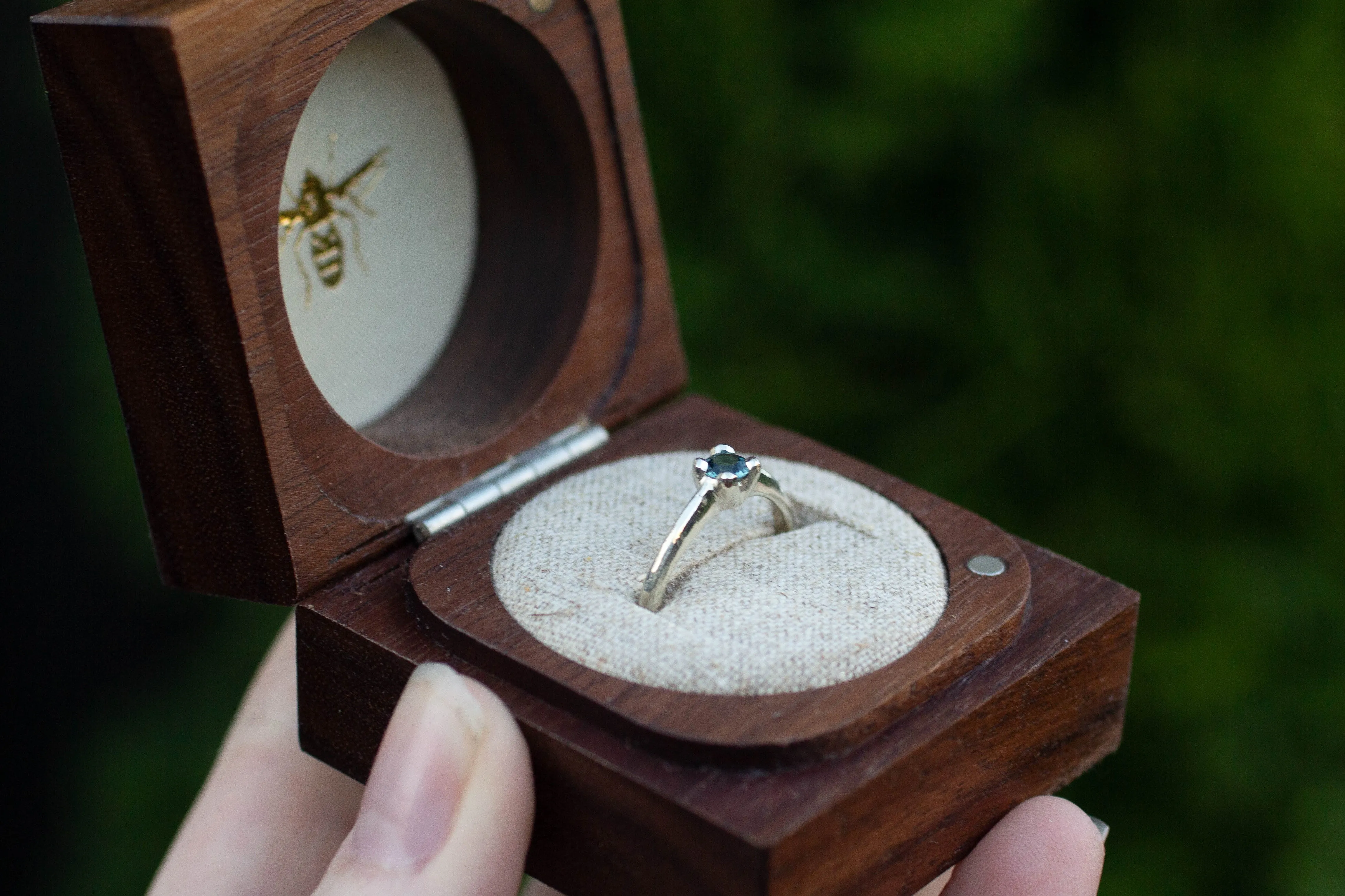 Droplet Ring - 9ct White Gold with Blue-Green Sapphire sold by Sophie Divett Jewelry product image thumbnail 4