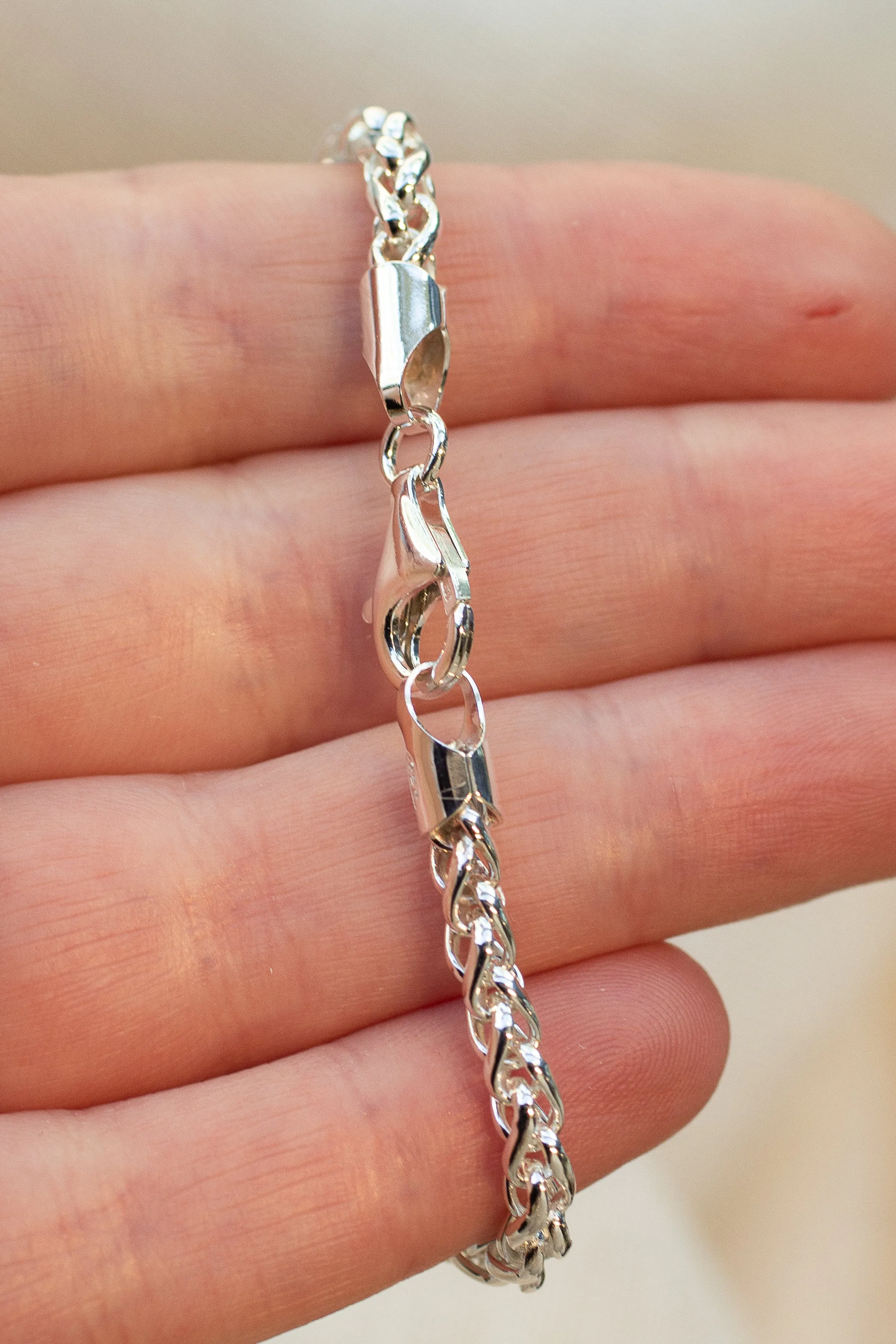Wheat Chain Bracelet - 4mm - Sterling Silver sold by Sophie Divett Jewelry product image thumbnail 5