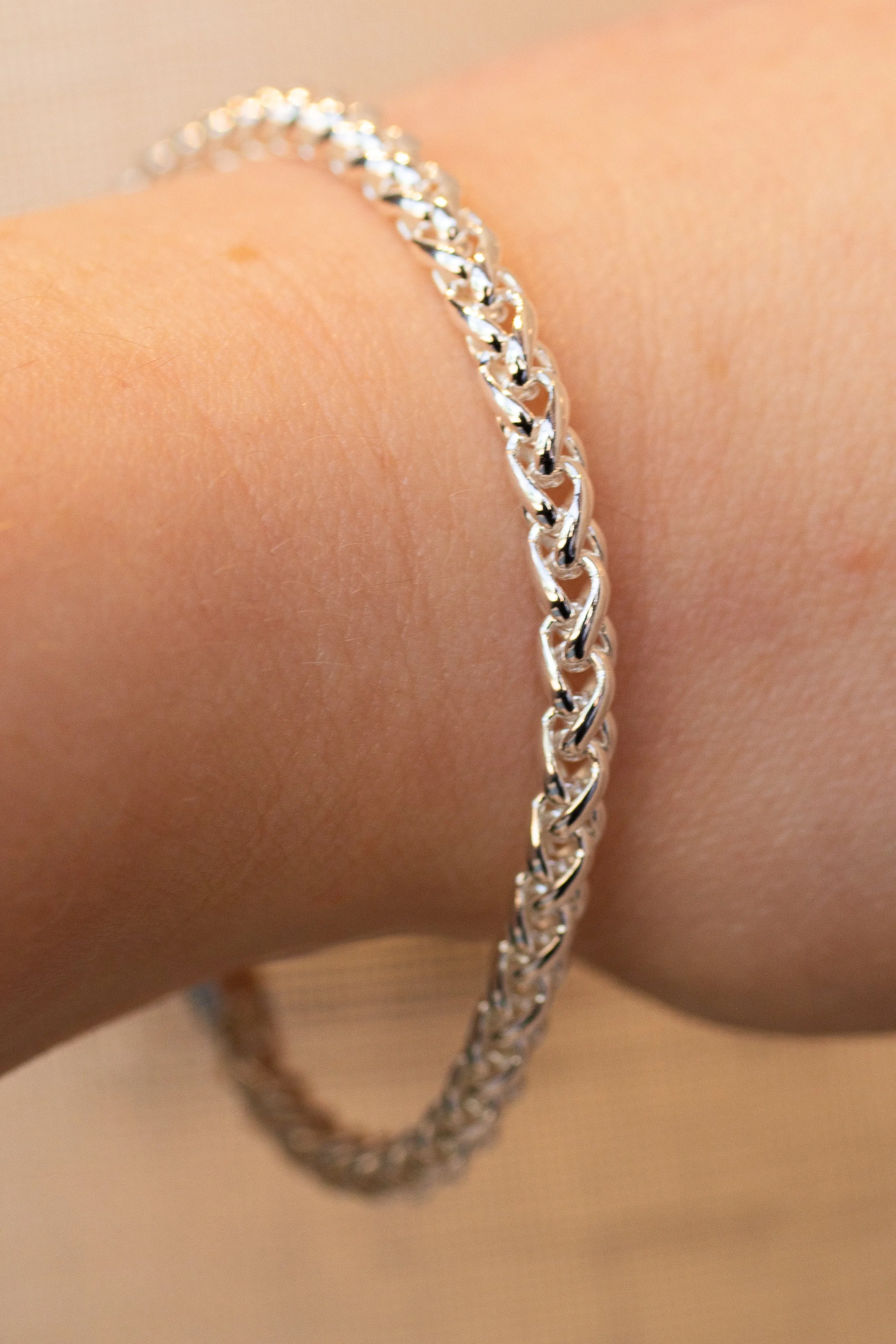 Wheat Chain Bracelet - 4mm - Sterling Silver sold by Sophie Divett Jewelry product image thumbnail 2