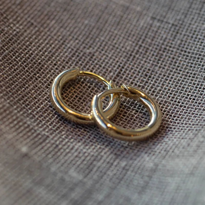 Round Profile Huggie Earrings - 14mm - 9ct Yellow Gold sold by Sophie Divett Jewelry