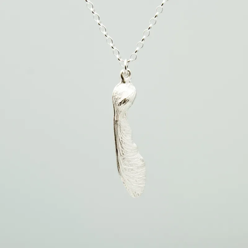 Sycamore Seed Necklace - Small Curved - Sterling Silver sold by Sophie Divett Jewelry