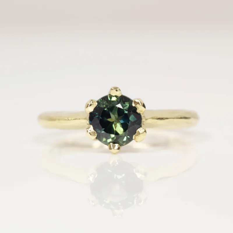Vesta Ring - 14ct Yellow Gold with 1.15ct Teal Sapphire sold by Sophie Divett Jewelry