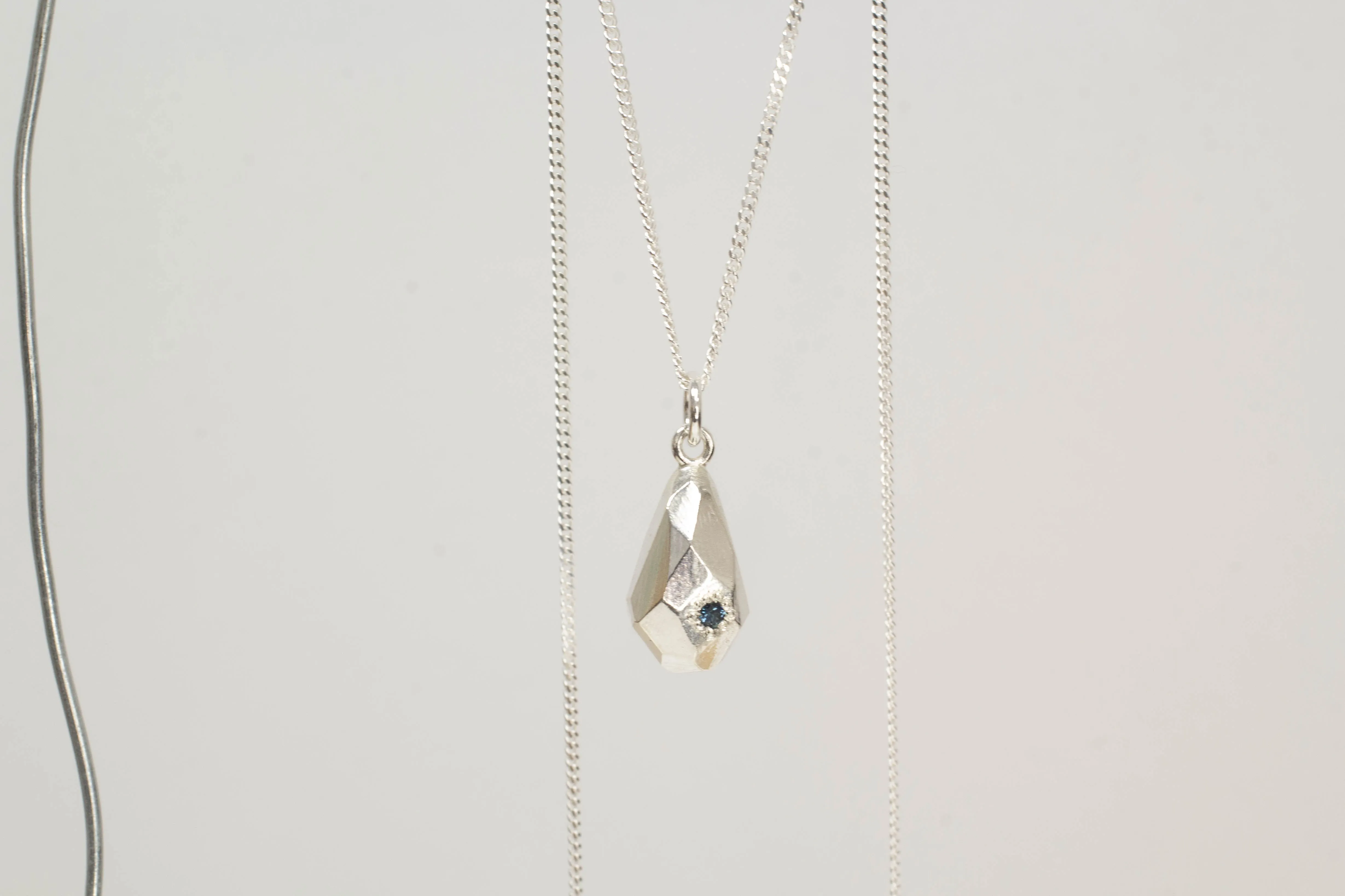 Petra Pendant - Silver with Sapphire sold by Sophie Divett Jewelry product image thumbnail 5