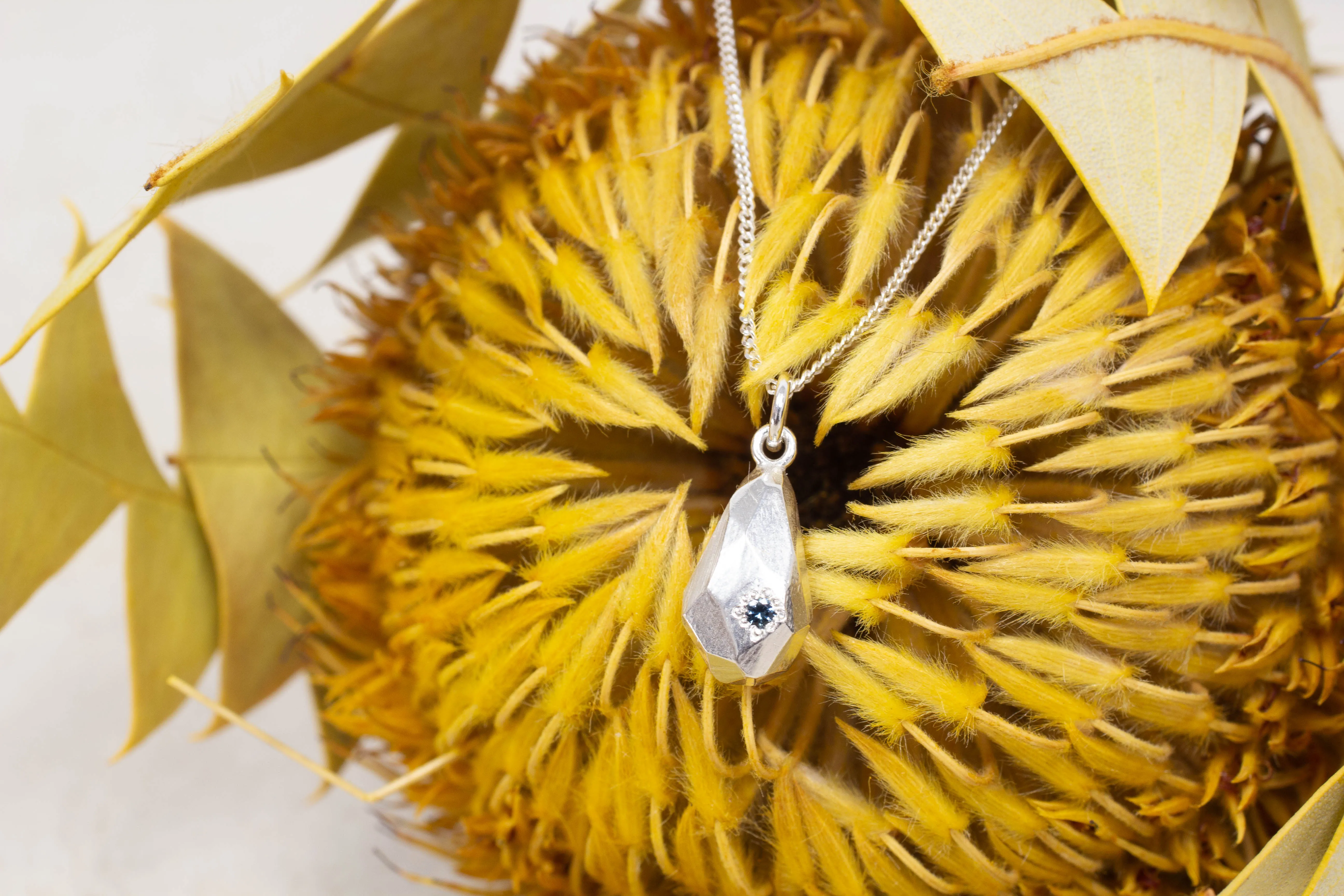 Petra Pendant - Silver with Sapphire sold by Sophie Divett Jewelry product image thumbnail 2