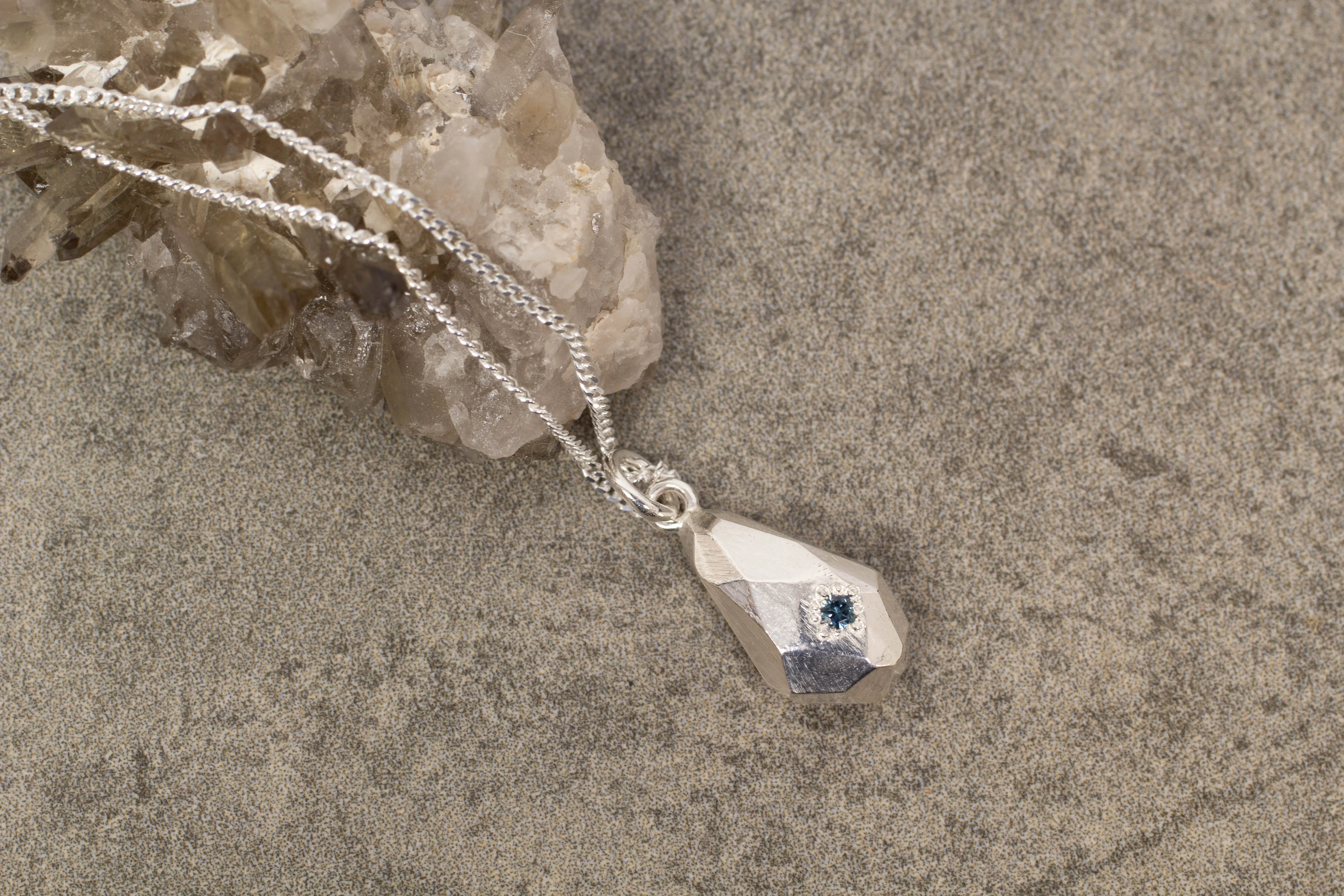 Petra Pendant - Silver with Sapphire sold by Sophie Divett Jewelry product image thumbnail 3