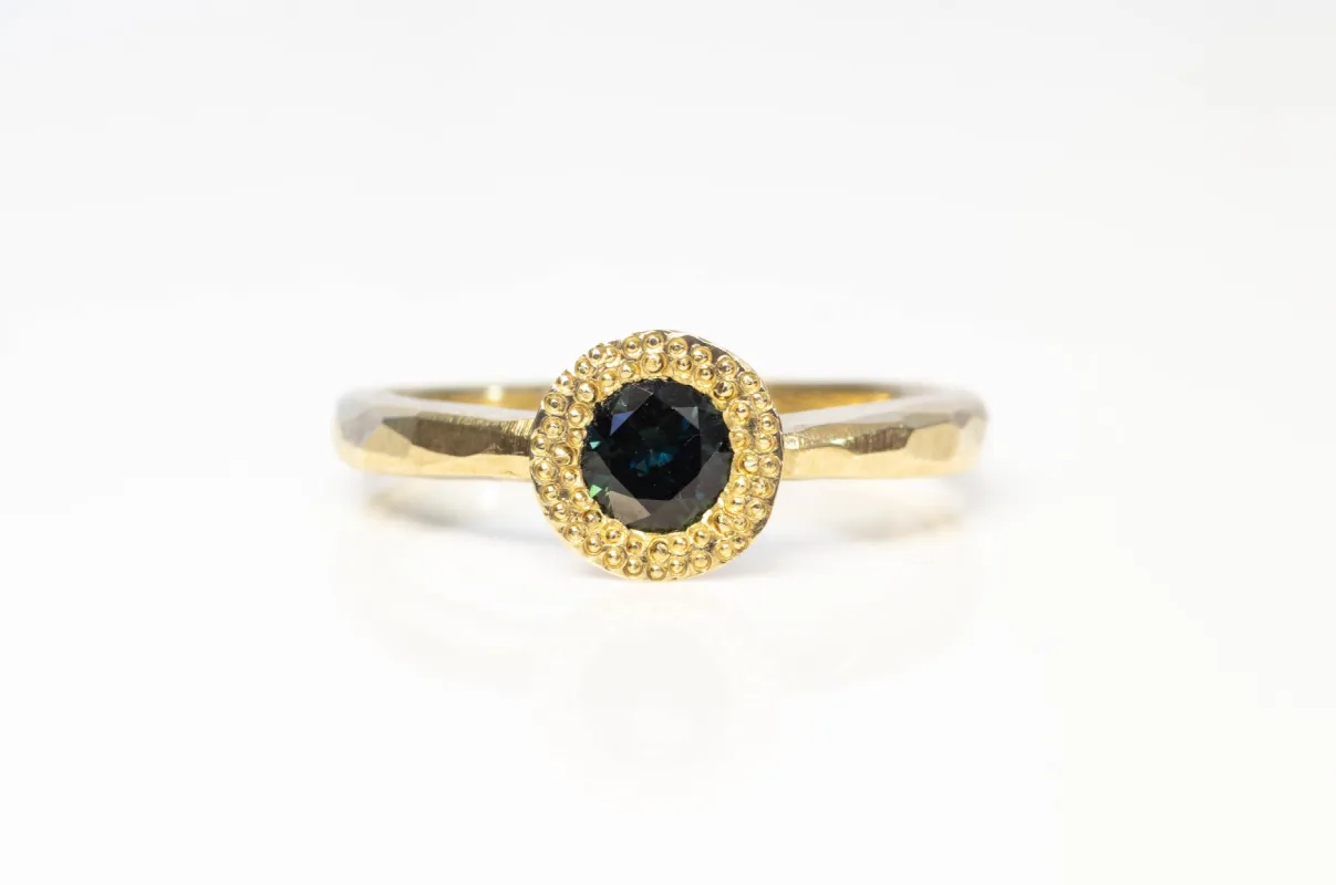 Pelagus Ring - 9ct Yellow Gold with Teal Queensland Sapphire sold by Sophie Divett Jewelry
