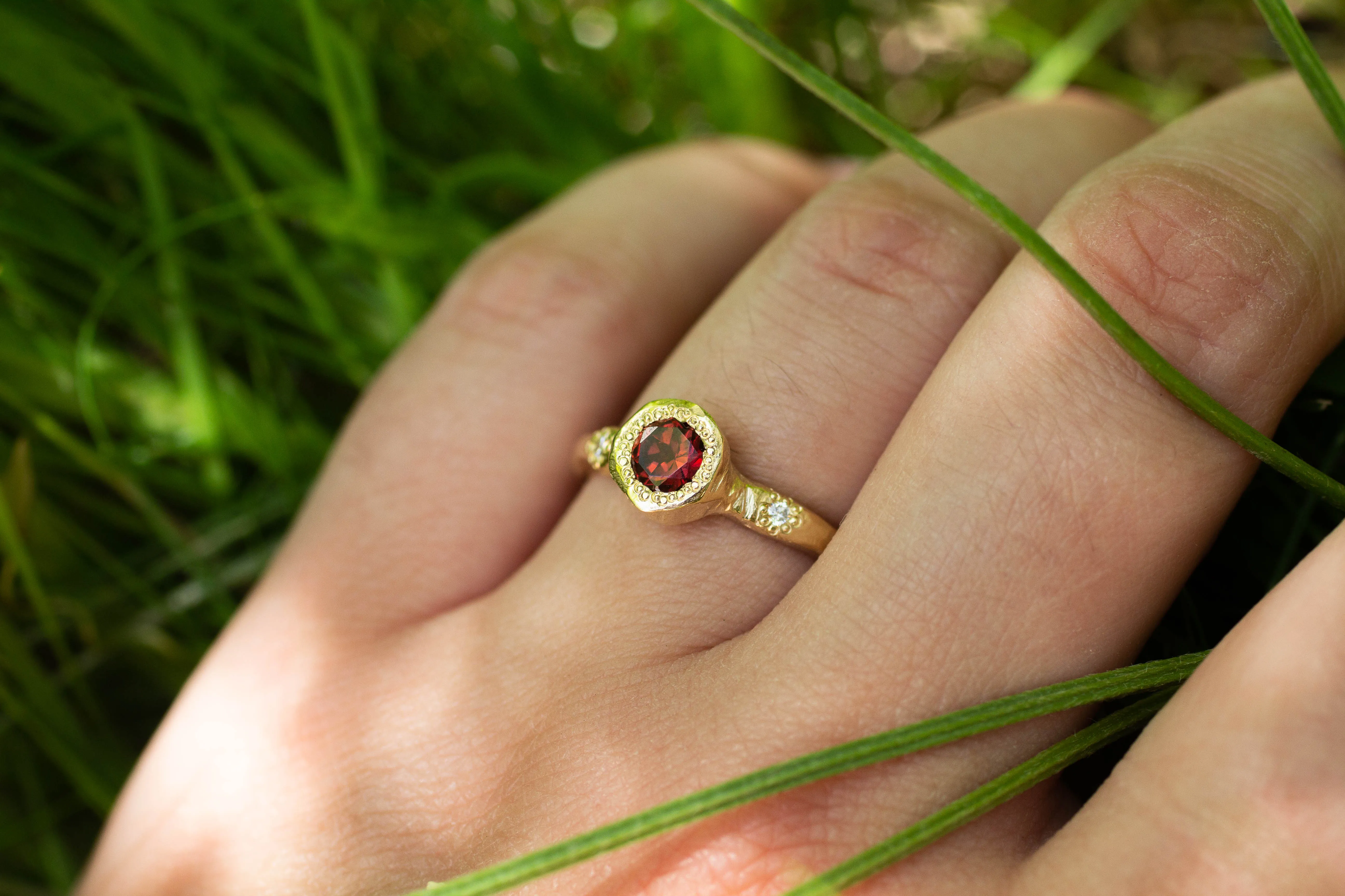 Neve Ring - 9ct Yellow Gold with Garnet sold by Sophie Divett Jewelry product image thumbnail 3