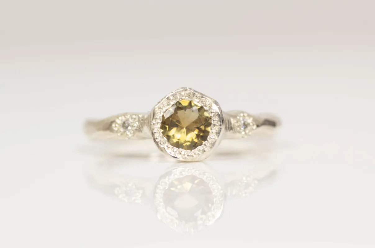 Neve Ring - 9ct White Gold with Tourmaline and Diamonds sold by Sophie Divett Jewelry