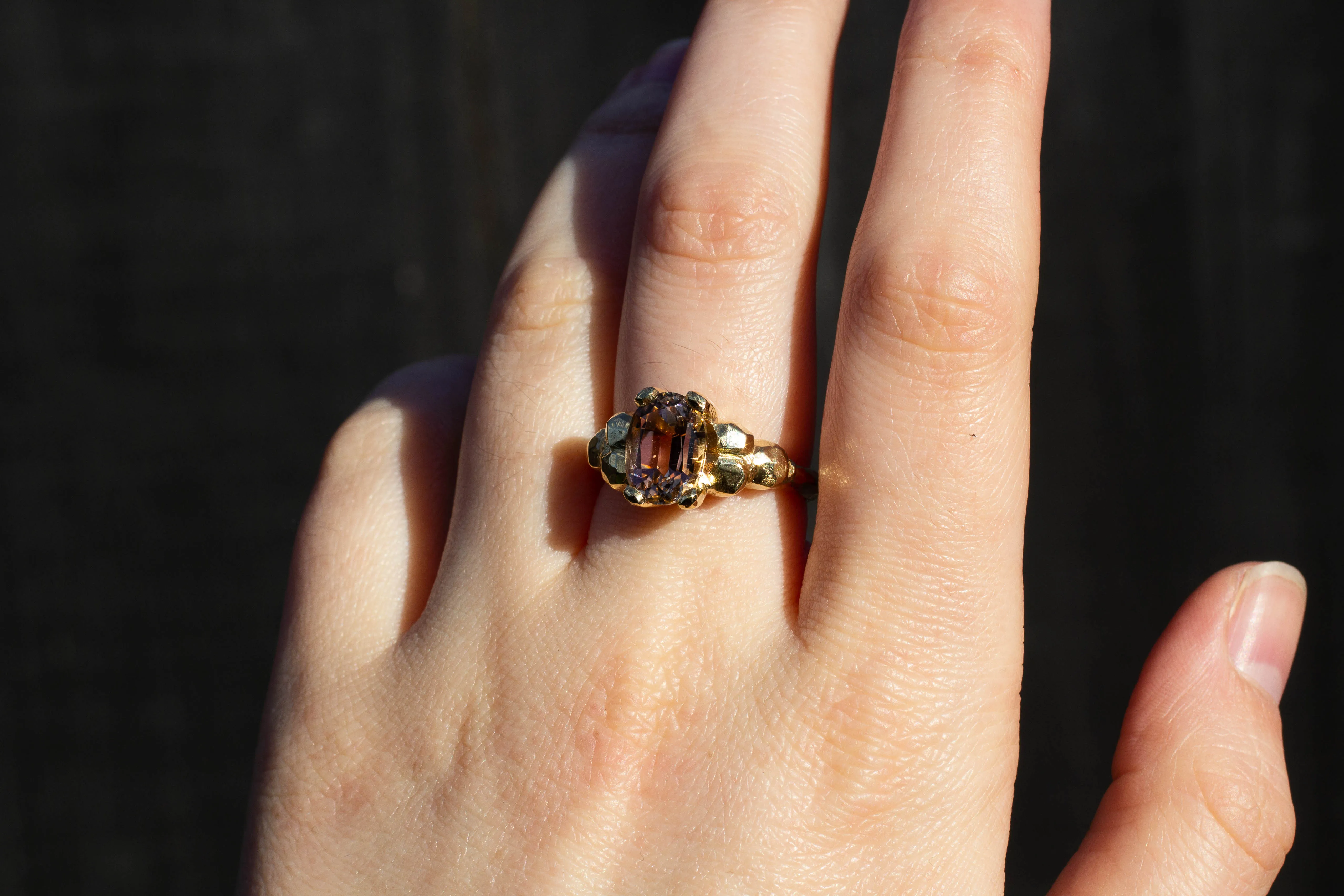 Bespoke Oasis Ring - 18ct Yellow Gold with Peach Tourmaline sold by Sophie Divett Jewelry product image thumbnail 5