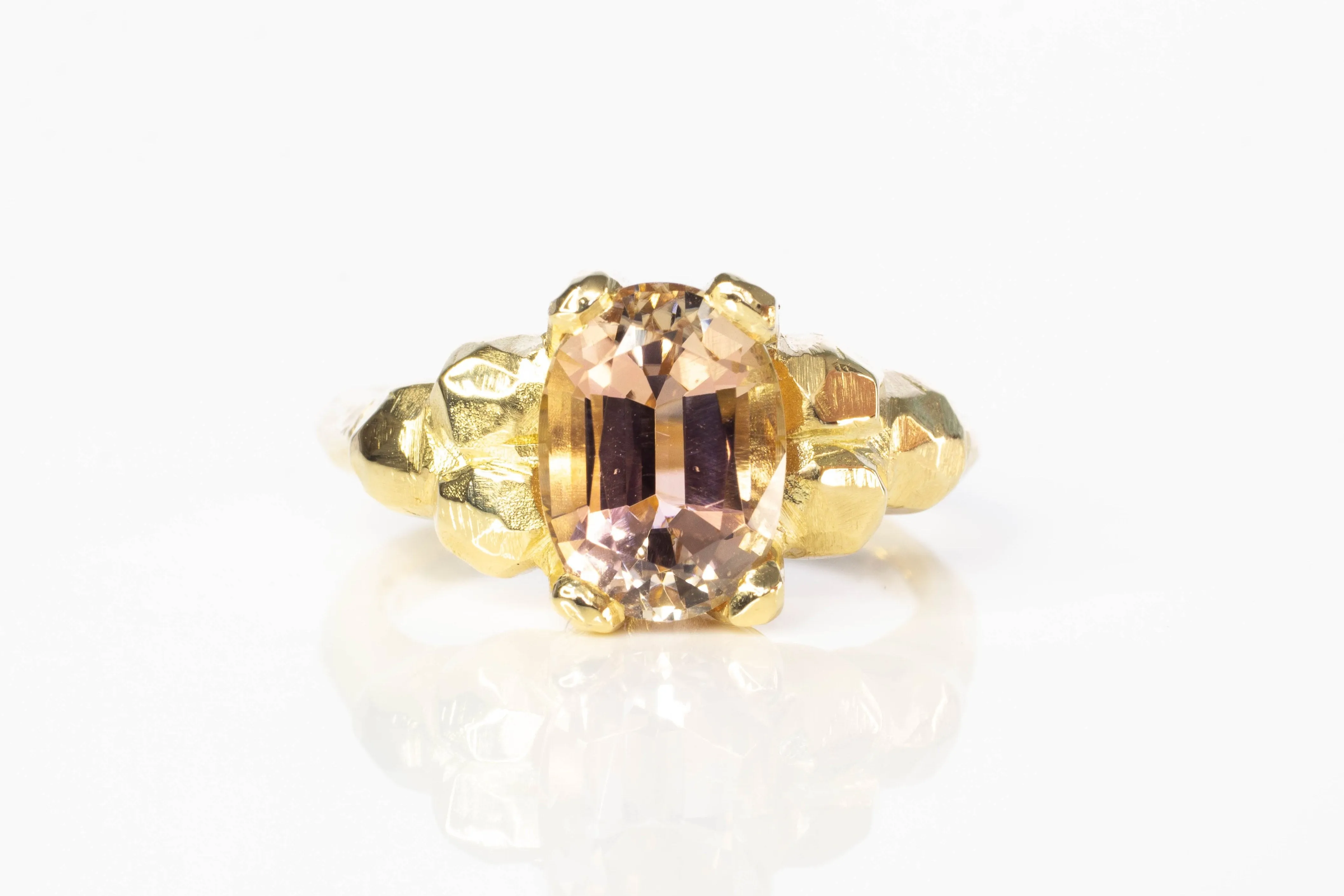 Bespoke Oasis Ring - 18ct Yellow Gold with Peach Tourmaline sold by Sophie Divett Jewelry