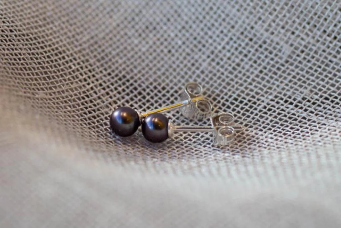 Pearl Studs - Black - 4-4.5mm sold by Sophie Divett Jewelry