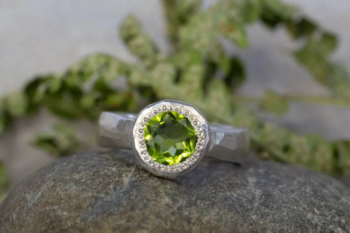 Eluo Ring - Sterling Silver with Peridot sold by Sophie Divett Jewelry