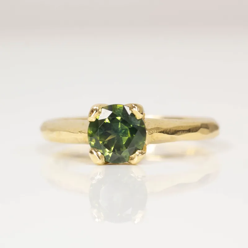 Thetis Ring - Yellow Gold with Green-Teal Sapphire sold by Sophie Divett Jewelry