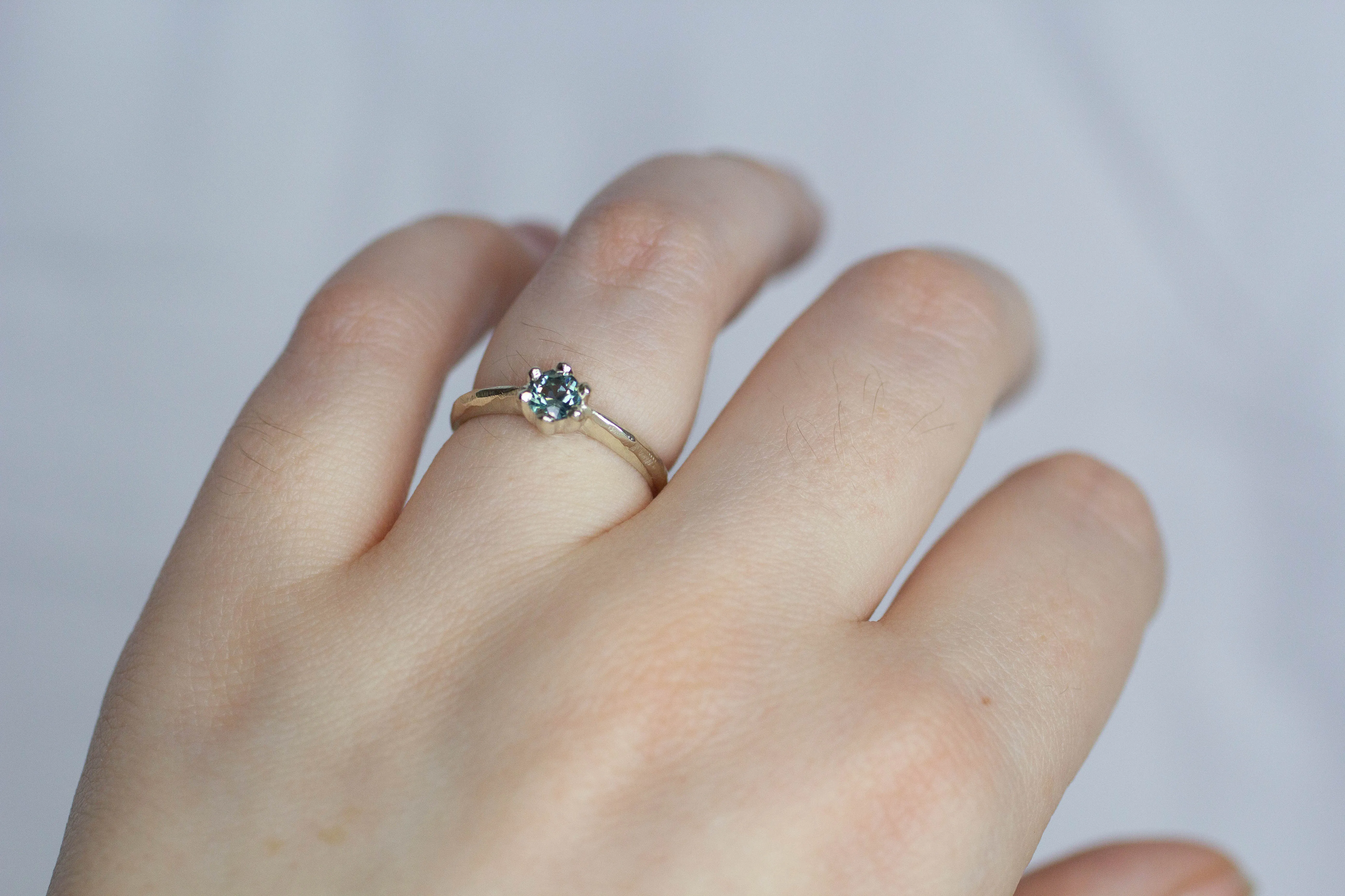 Vesta Ring - 9ct White Gold with Teal Sapphire sold by Sophie Divett Jewelry product image thumbnail 2