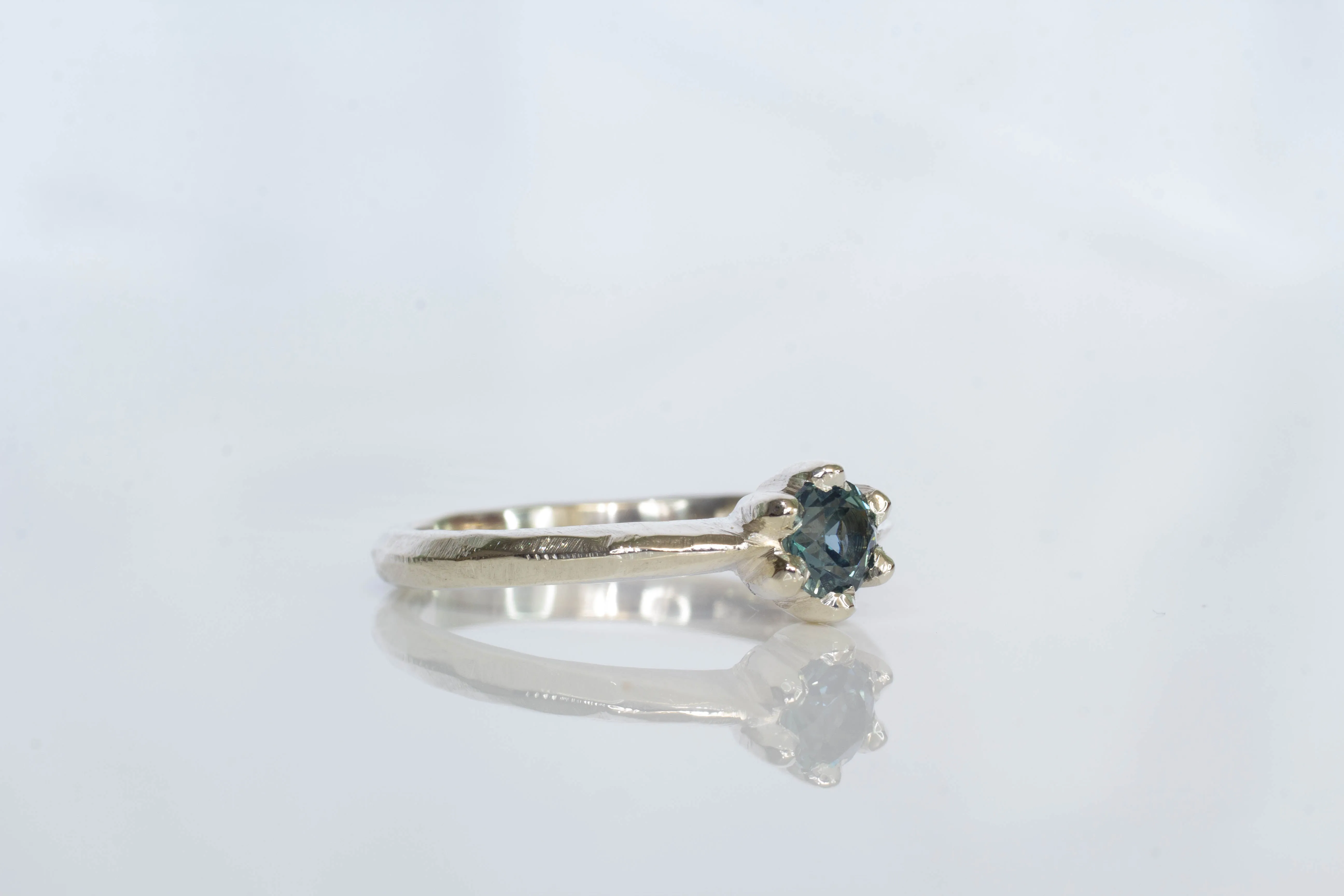 Vesta Ring - 9ct White Gold with Teal Sapphire sold by Sophie Divett Jewelry product image thumbnail 4