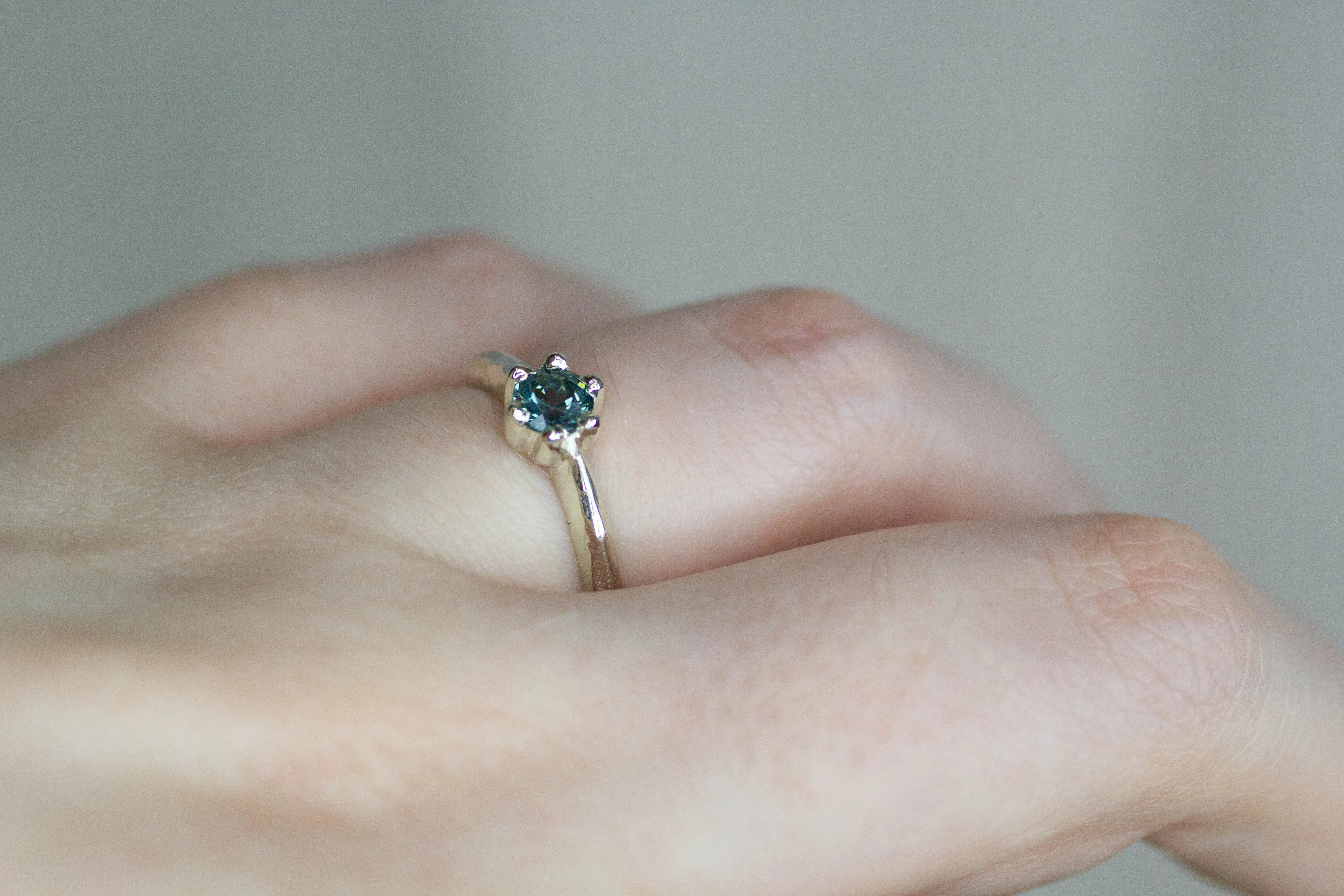 Vesta Ring - 9ct White Gold with Teal Sapphire sold by Sophie Divett Jewelry product image thumbnail 3