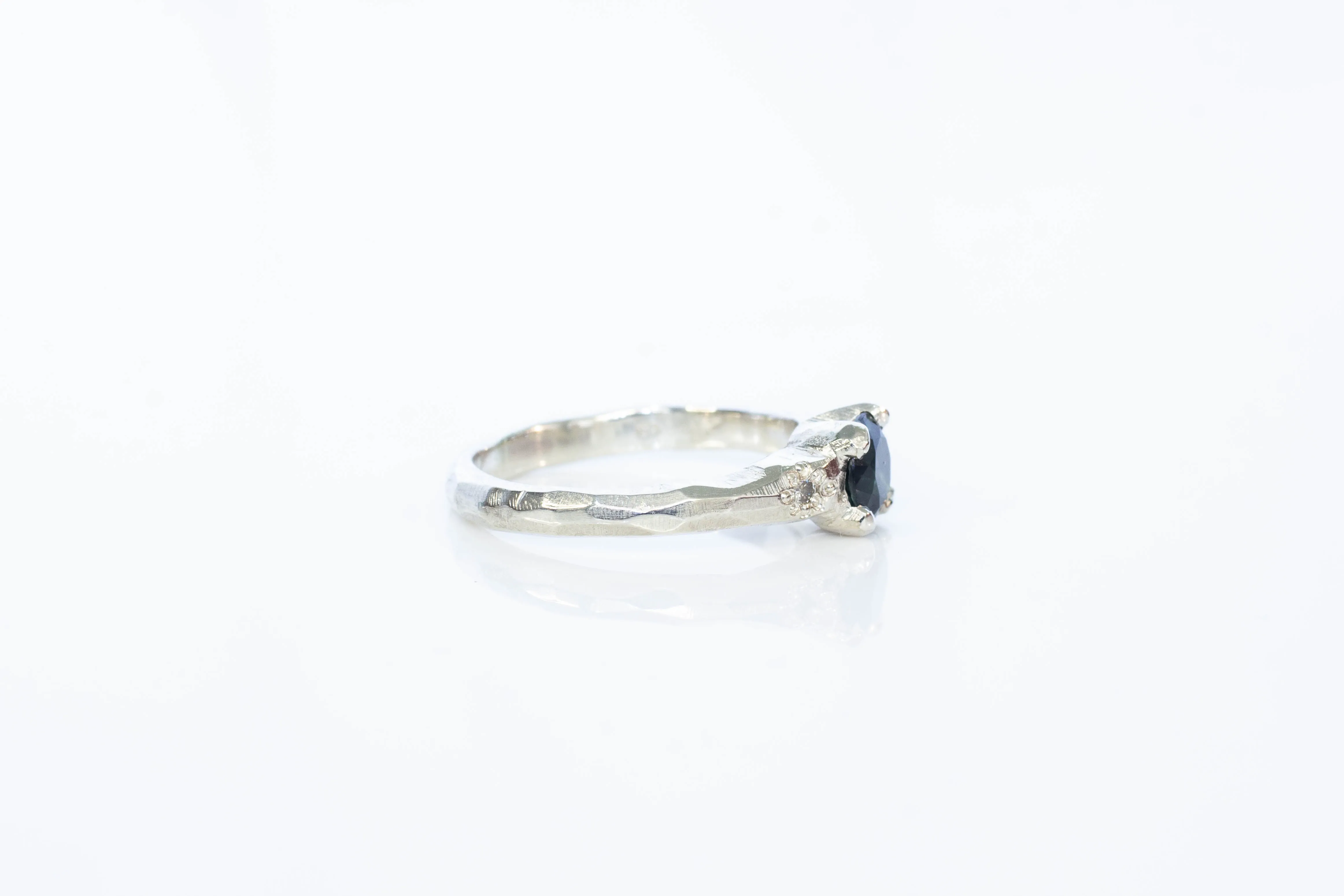 Mira Ring - 9ct White Gold with Blue-Green Sapphire sold by Sophie Divett Jewelry product image thumbnail 5