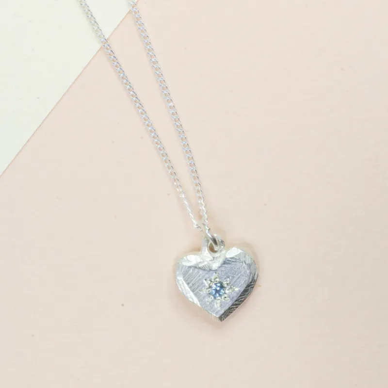 Heart Pendant - Silver with Blue Aquamarine sold by Sophie Divett Jewelry