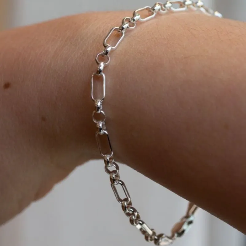 Figaro Belcher Chain Bracelet - Sterling Silver sold by Sophie Divett Jewelry