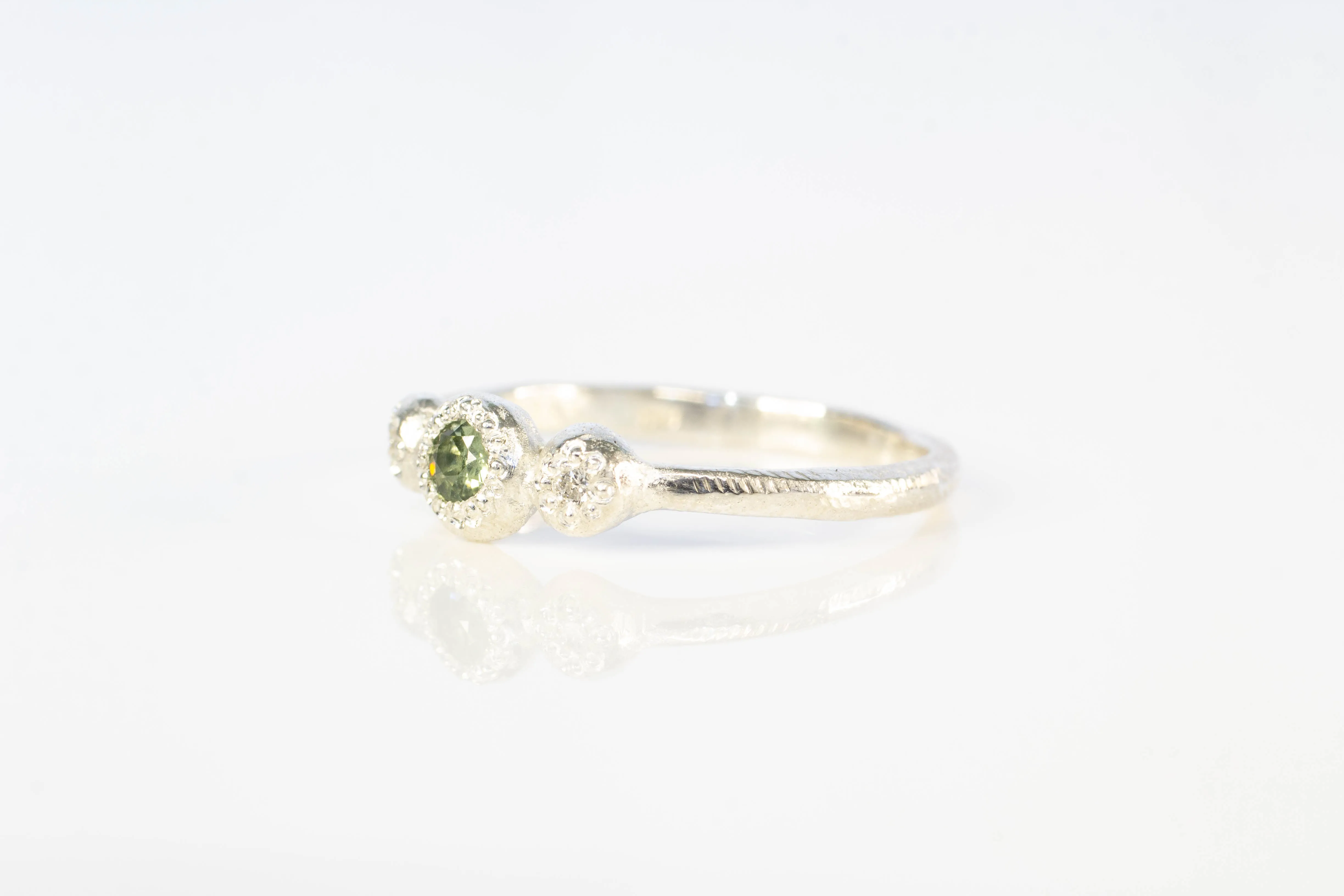 Aura Ring - Sterling Silver with Green Sapphire and Diamonds sold by Sophie Divett Jewelry product image thumbnail 4