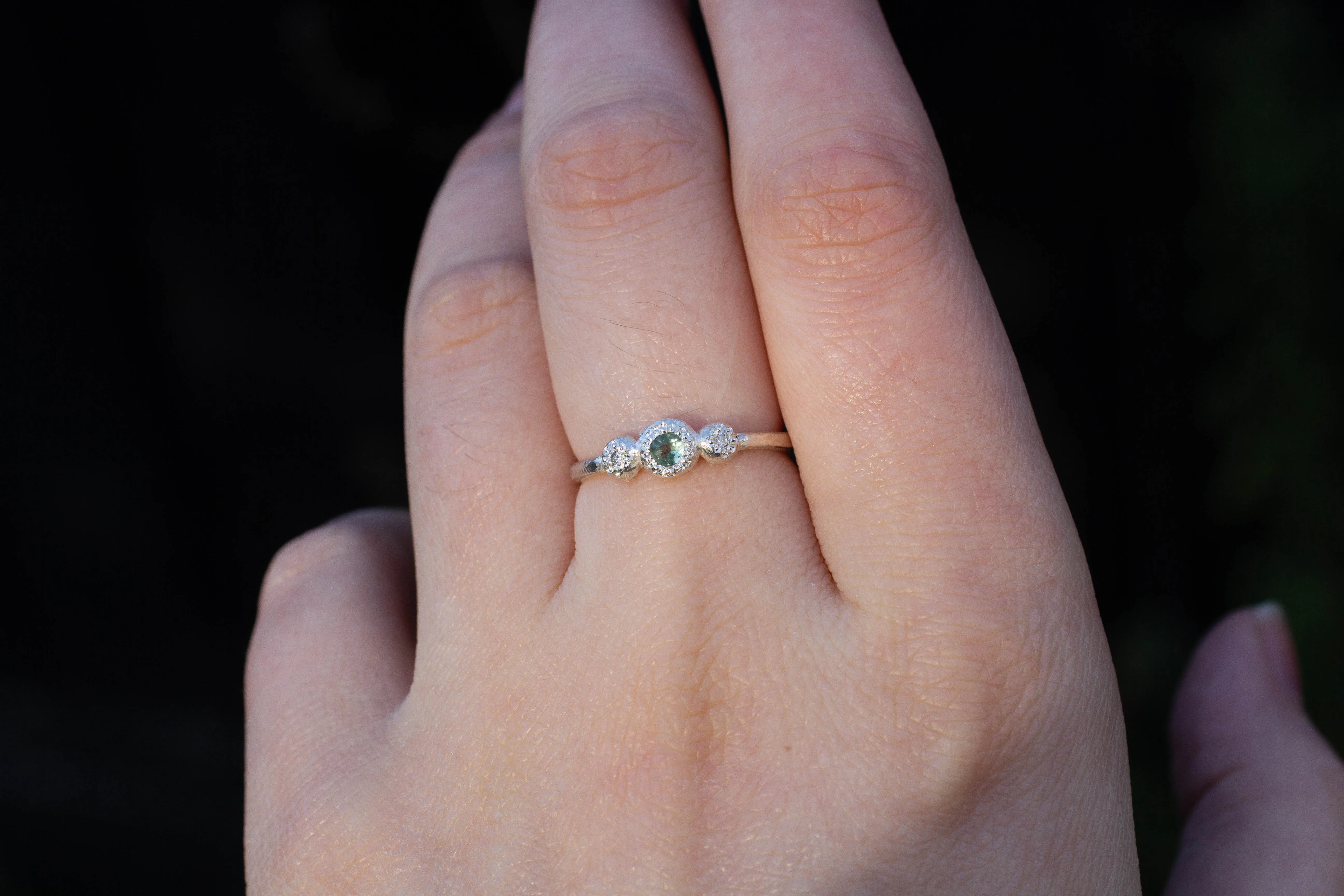 Aura Ring - Sterling Silver with Green Sapphire and Diamonds sold by Sophie Divett Jewelry product image thumbnail 2