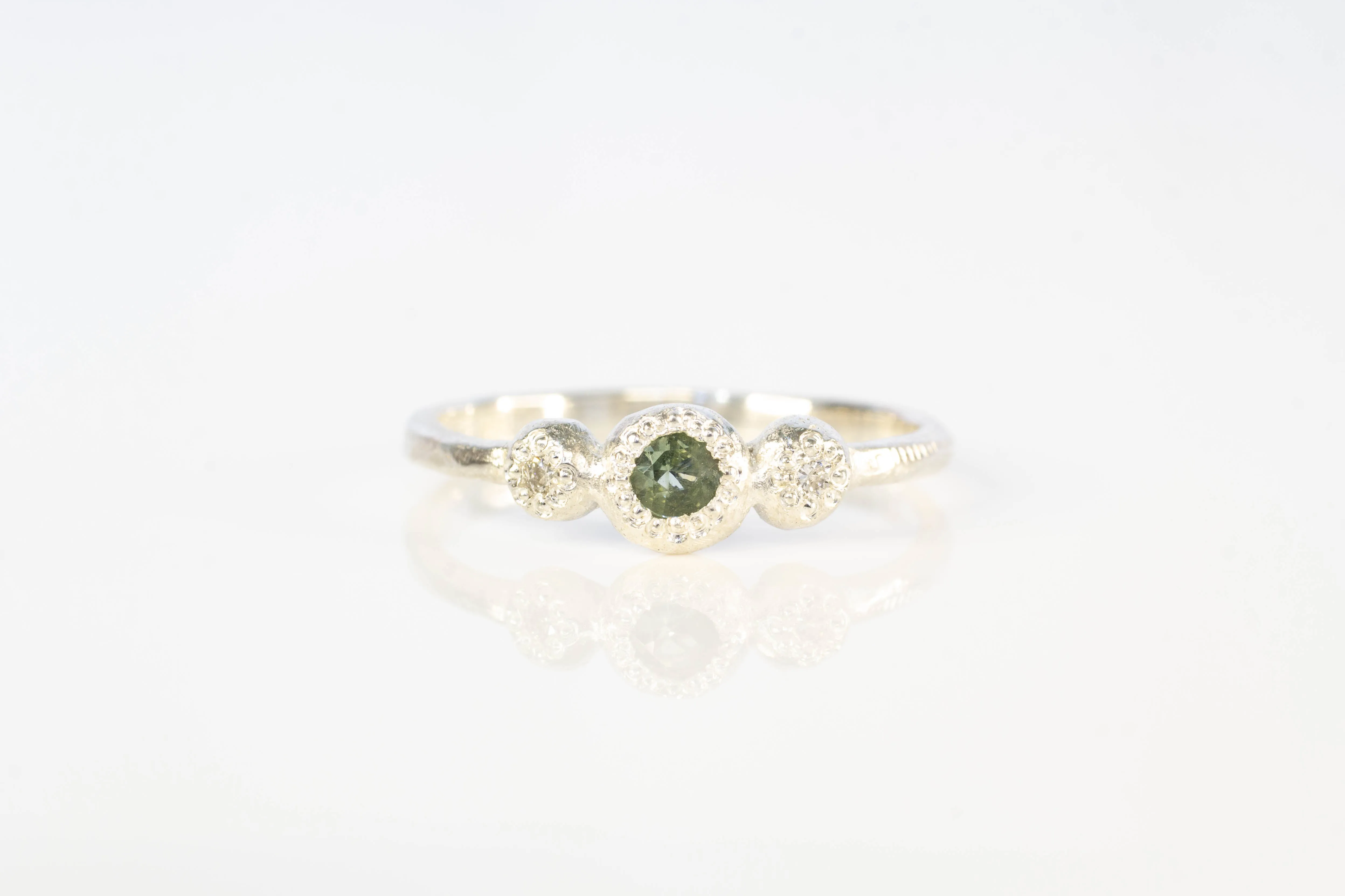 Aura Ring - Sterling Silver with Green Sapphire and Diamonds sold by Sophie Divett Jewelry product image thumbnail 3
