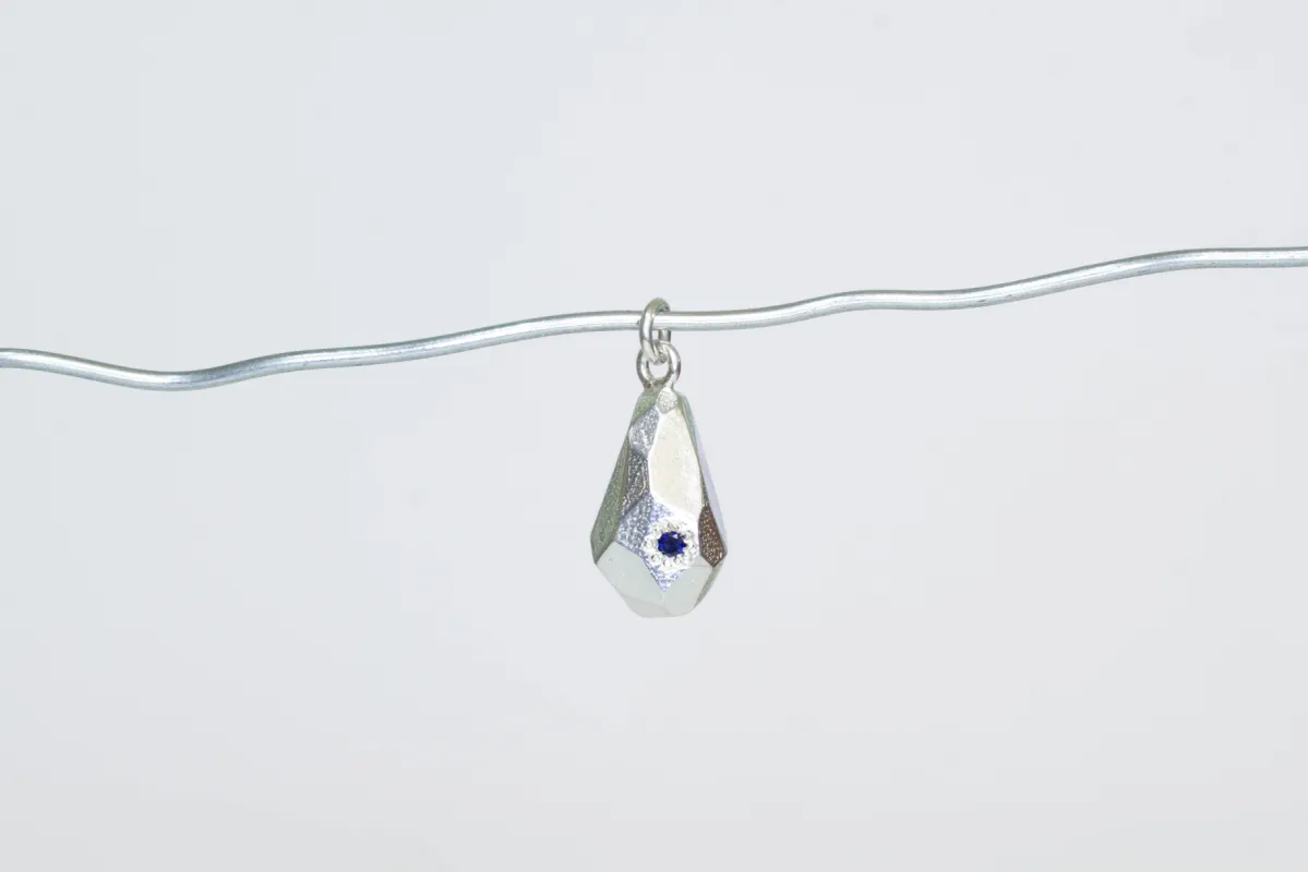 Petra Drop Charm with Sapphire - Sterling Silver sold by Sophie Divett Jewelry