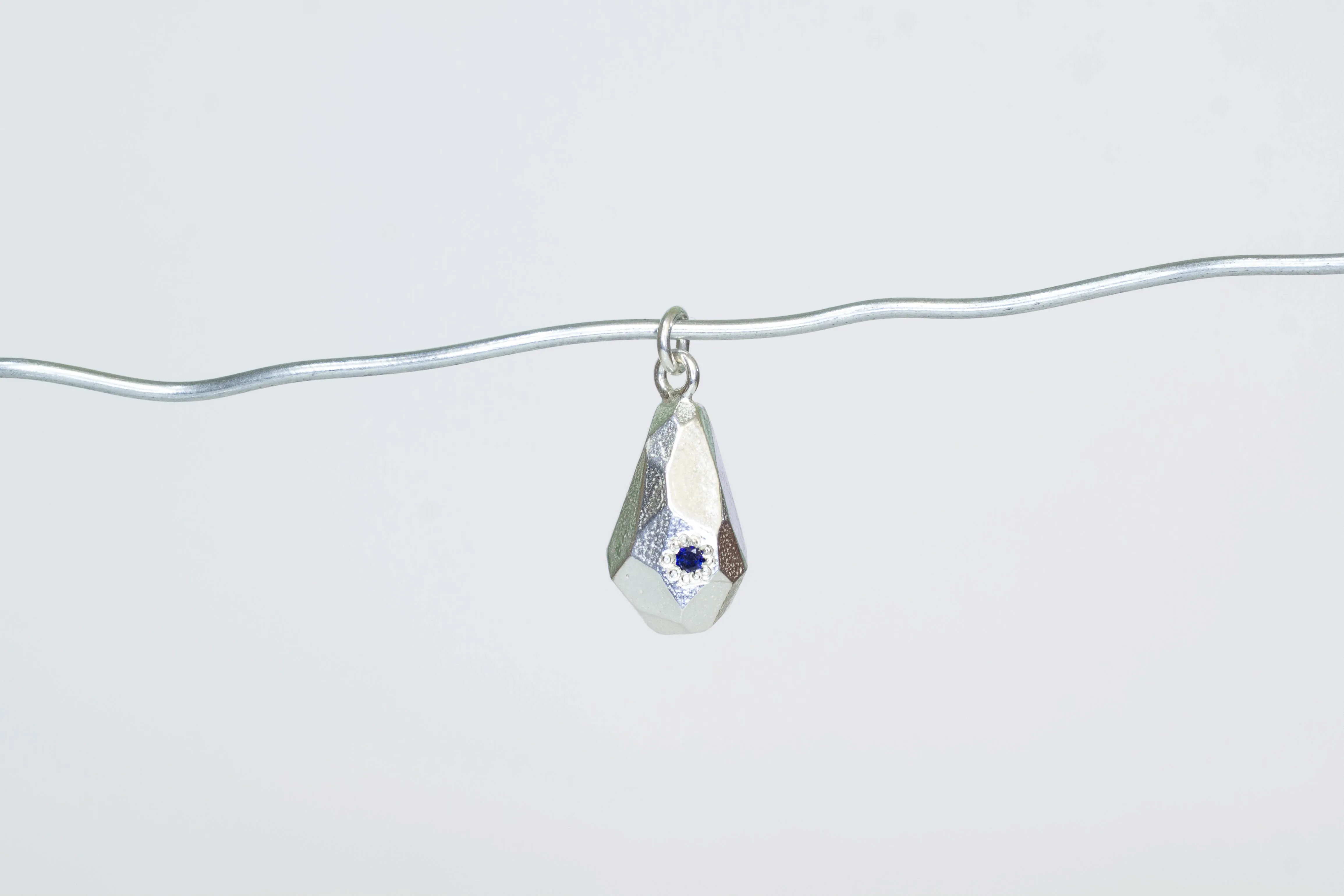 Petra Drop Charm with Sapphire - Sterling Silver sold by Sophie Divett Jewelry