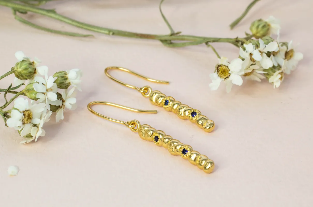 Annui Earrings with Sapphires - Gold Plated sold by Sophie Divett Jewelry
