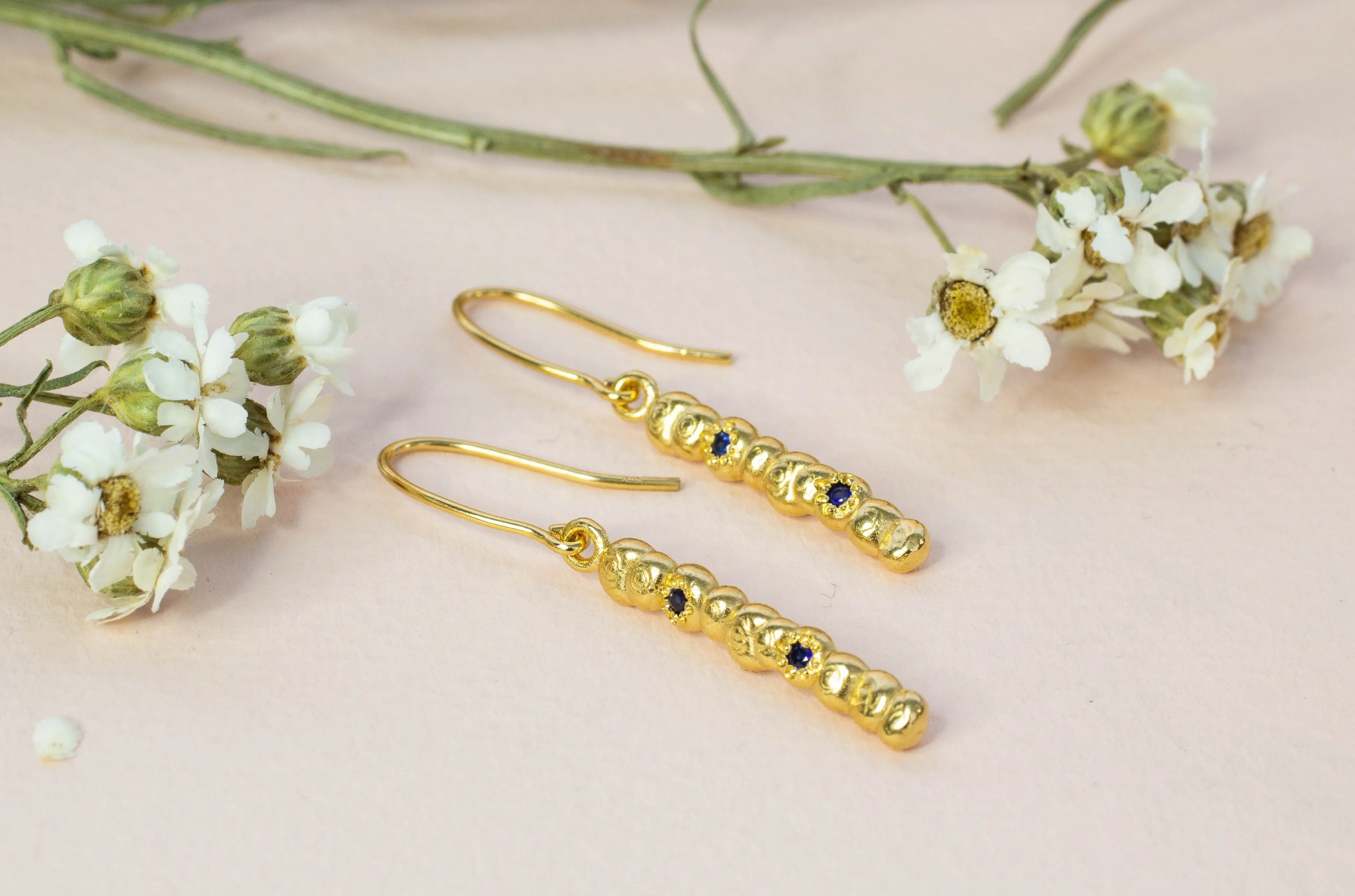Annui Earrings with Sapphires - Gold Plated sold by Sophie Divett Jewelry