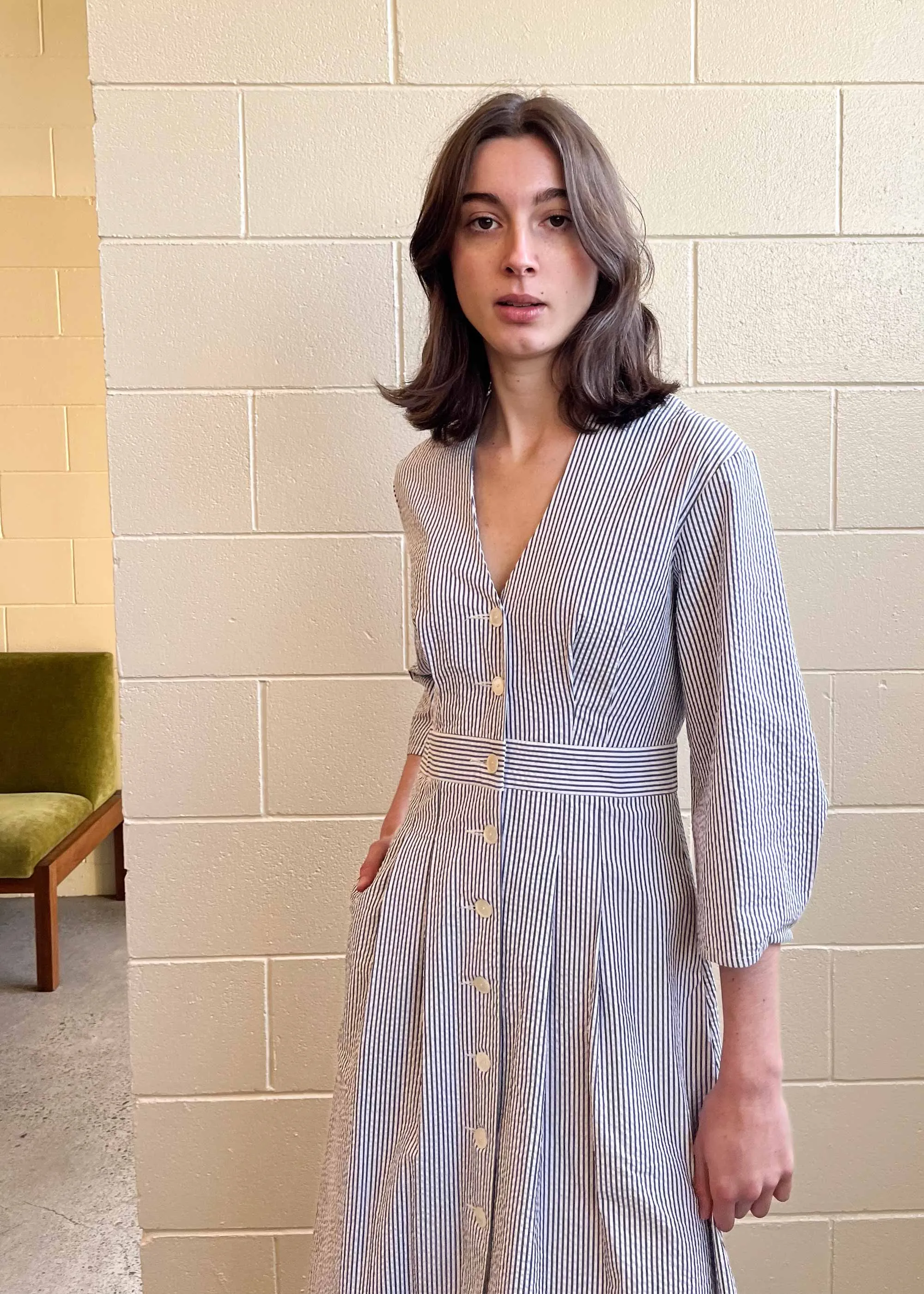 Collette Dress Seersucker Stripe (Sample) sold by Penny Sage product image thumbnail 5