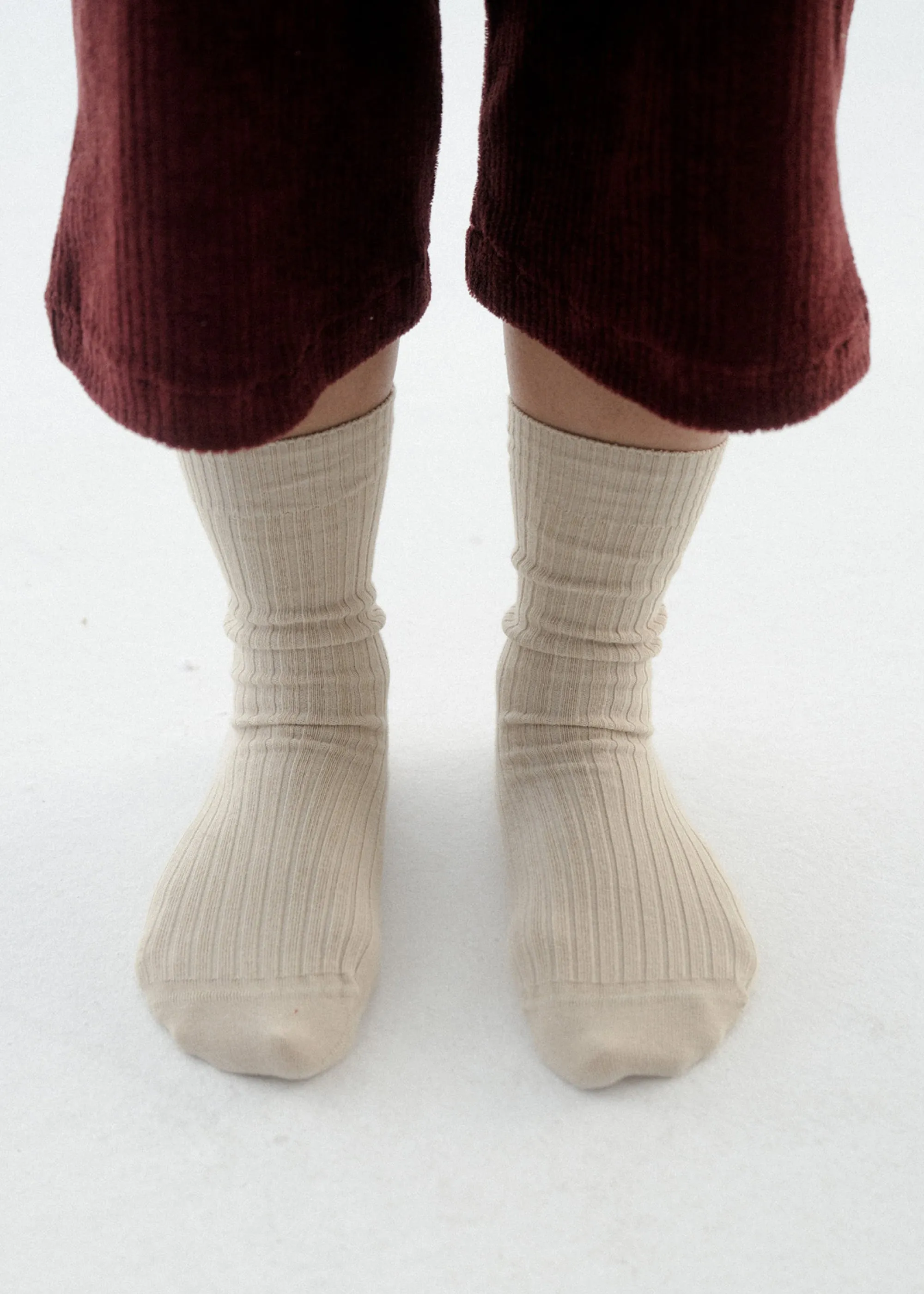 Baserange Rib Overankle Socks (Su Tan) sold by Penny Sage