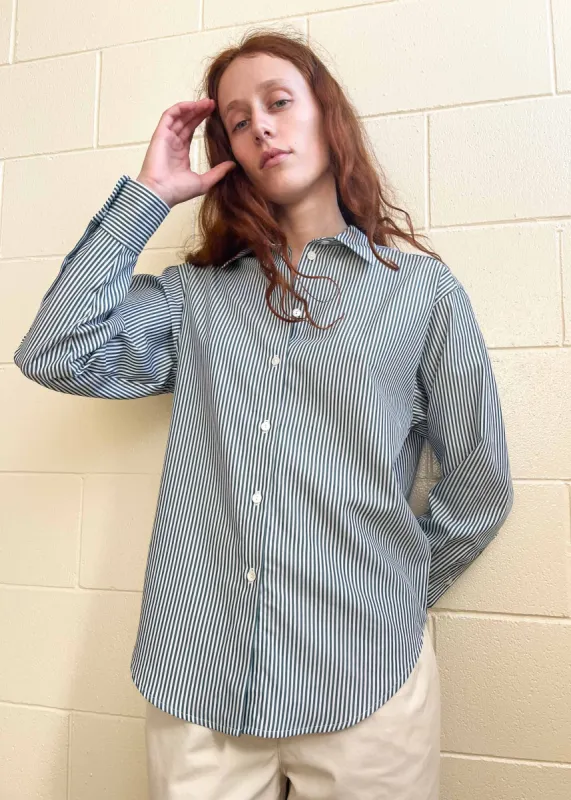 Maryse Shirt Green Stripe (Sample) sold by Penny Sage