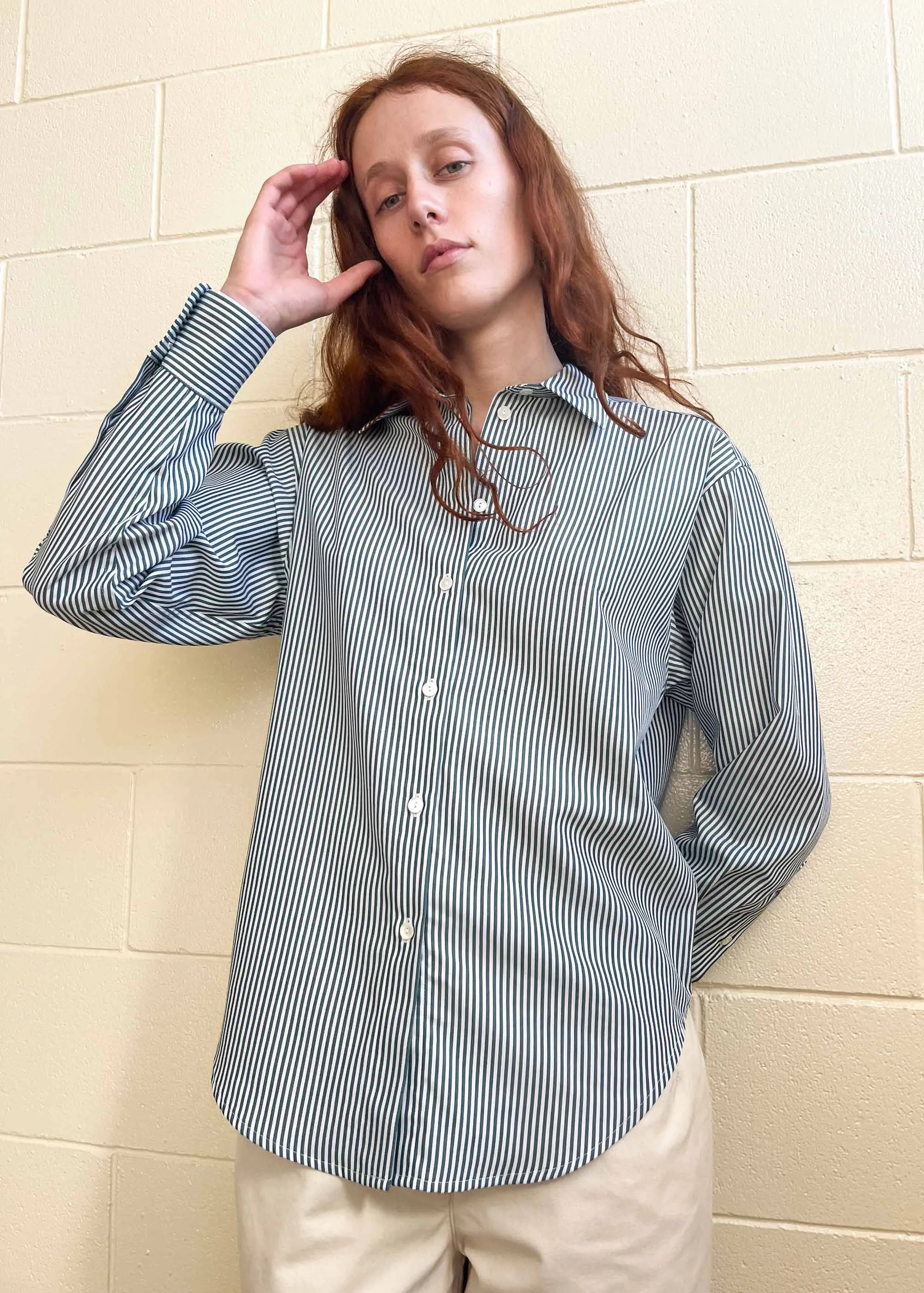 Maryse Shirt Green Stripe (Sample) sold by Penny Sage