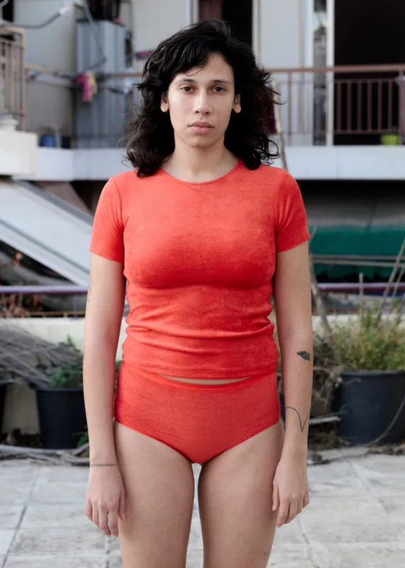 Baserange Omo Tee (Mino Red) sold by Penny Sage