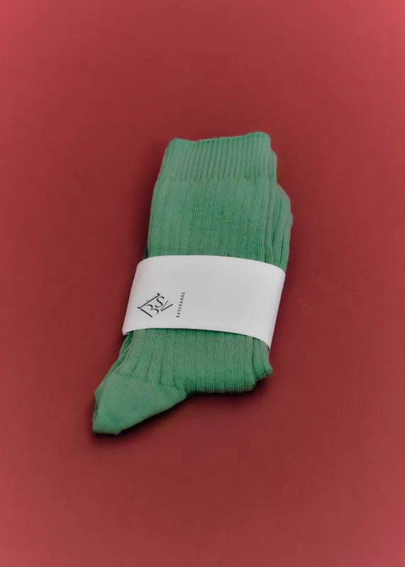 Baserange Rib Overankle Socks (Pim Green) sold by Penny Sage