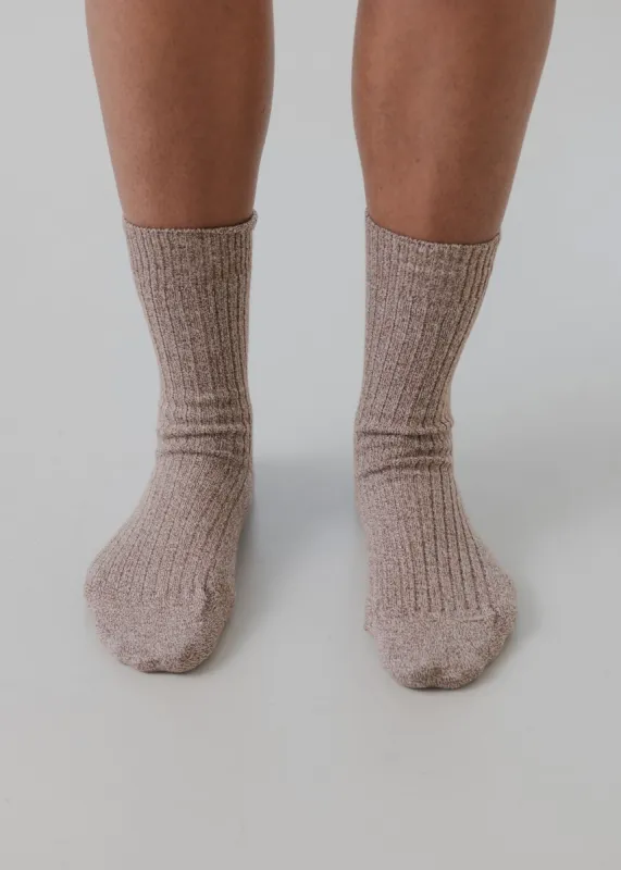 Baserange Rib Overankle Socks (Grey Brown Melange) sold by Penny Sage