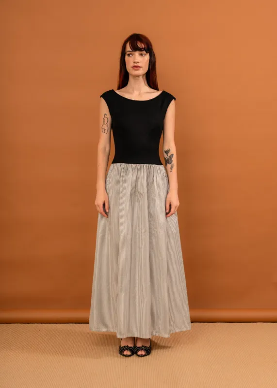 Friendship Dress (Black & Graphite Stripe) sold by Penny Sage