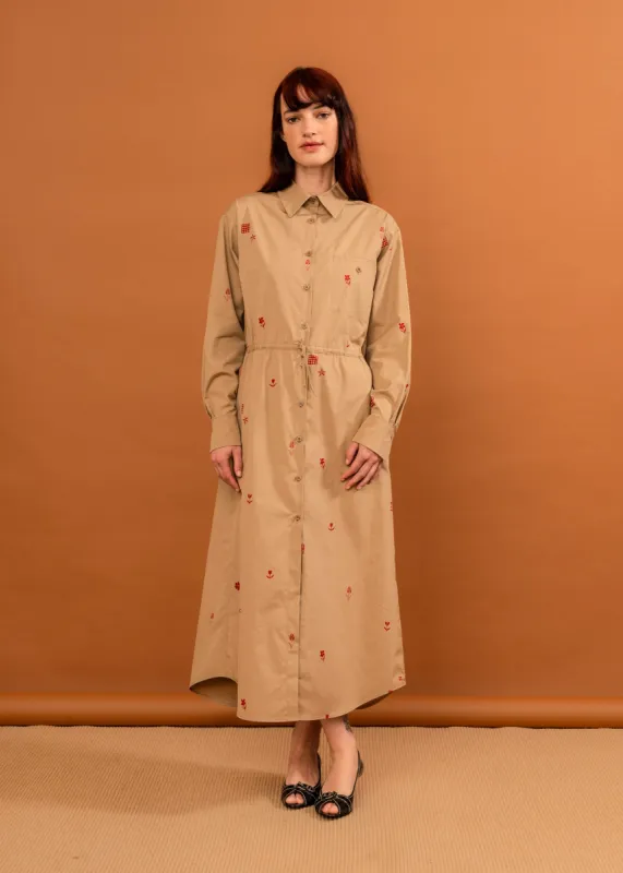 Rae Shirt Dress (Praline Stamp) sold by Penny Sage