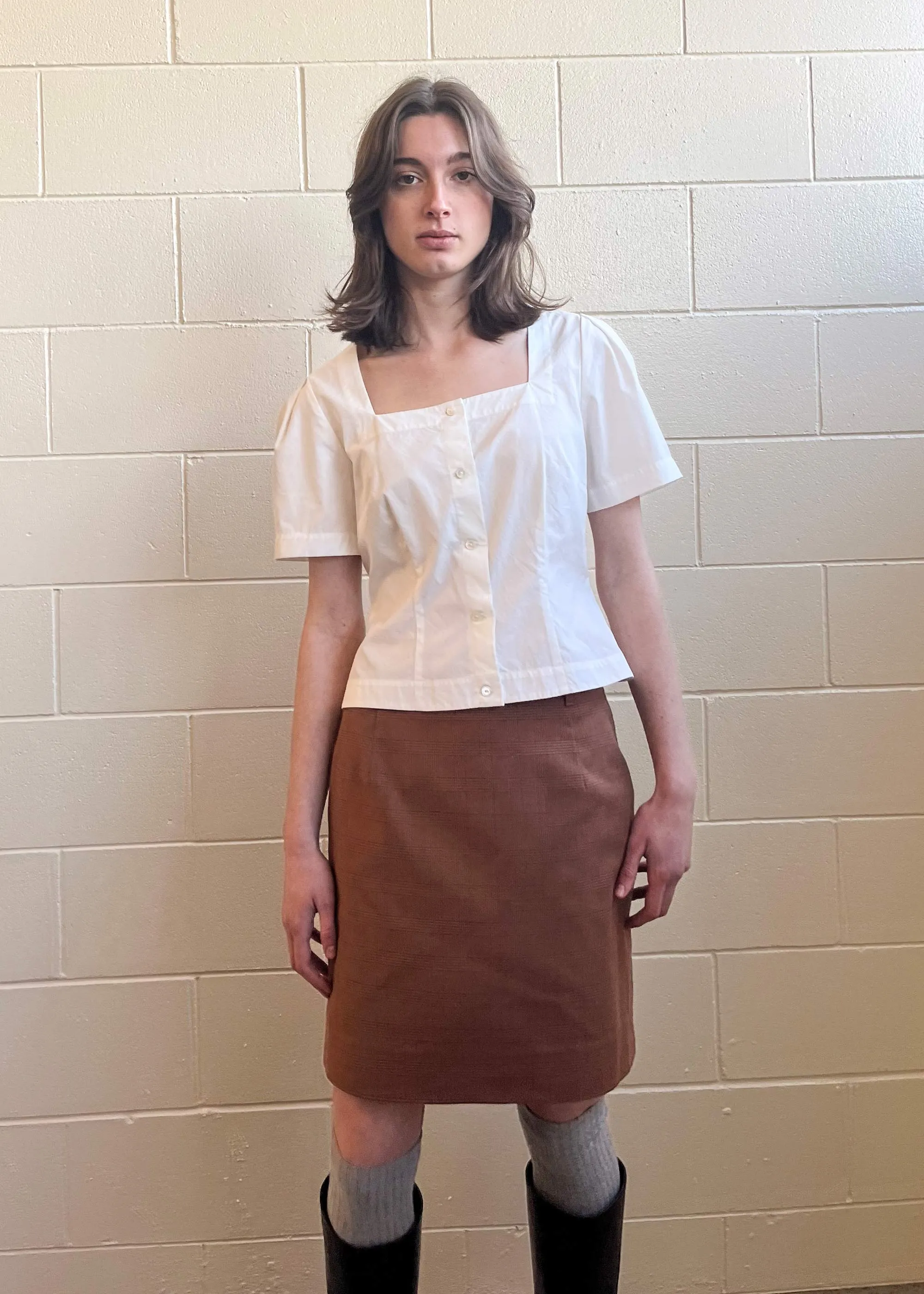 Anita Skirt Brown Plaid (Sample) sold by Penny Sage