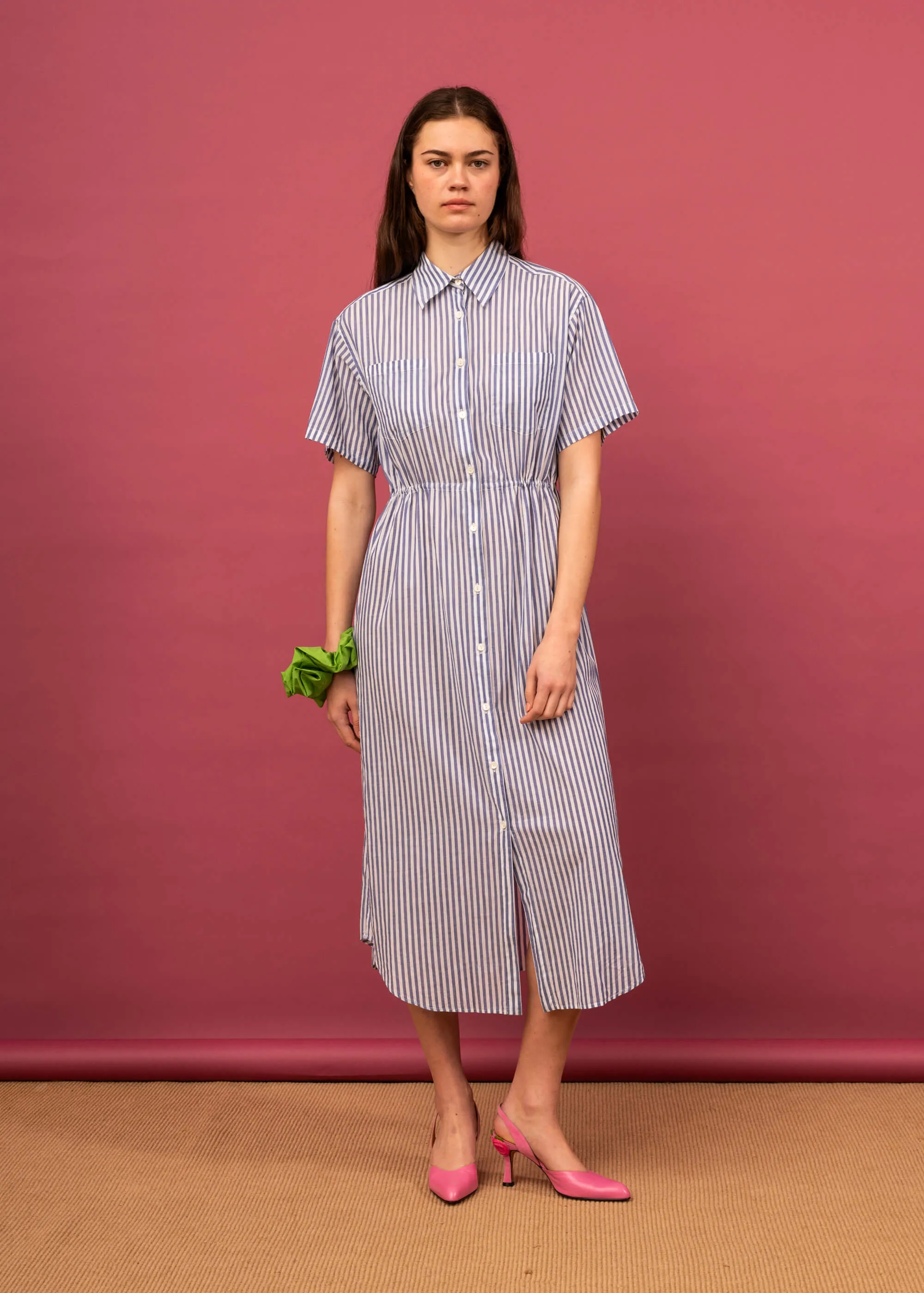 Coastal Shirt Dress (Dusky Blue Stripe) sold by Penny Sage
