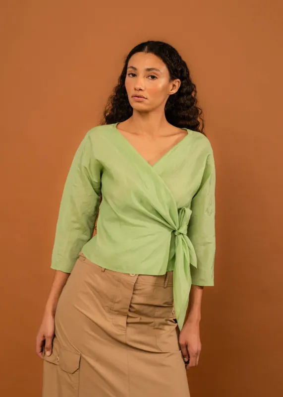 Rosa Wrap Top (Pistachio) sold by Penny Sage