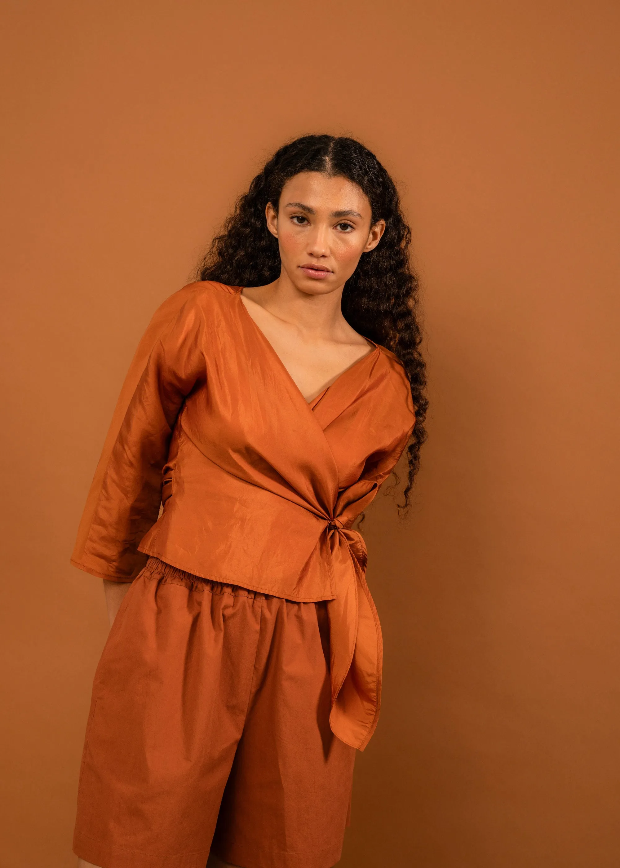 Rosa Wrap Top (Cinnamon) sold by Penny Sage