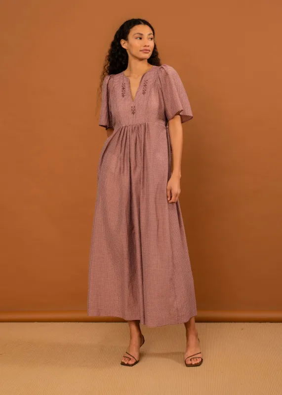 Mazzy Dress (Pink Brown Gingham) sold by Penny Sage