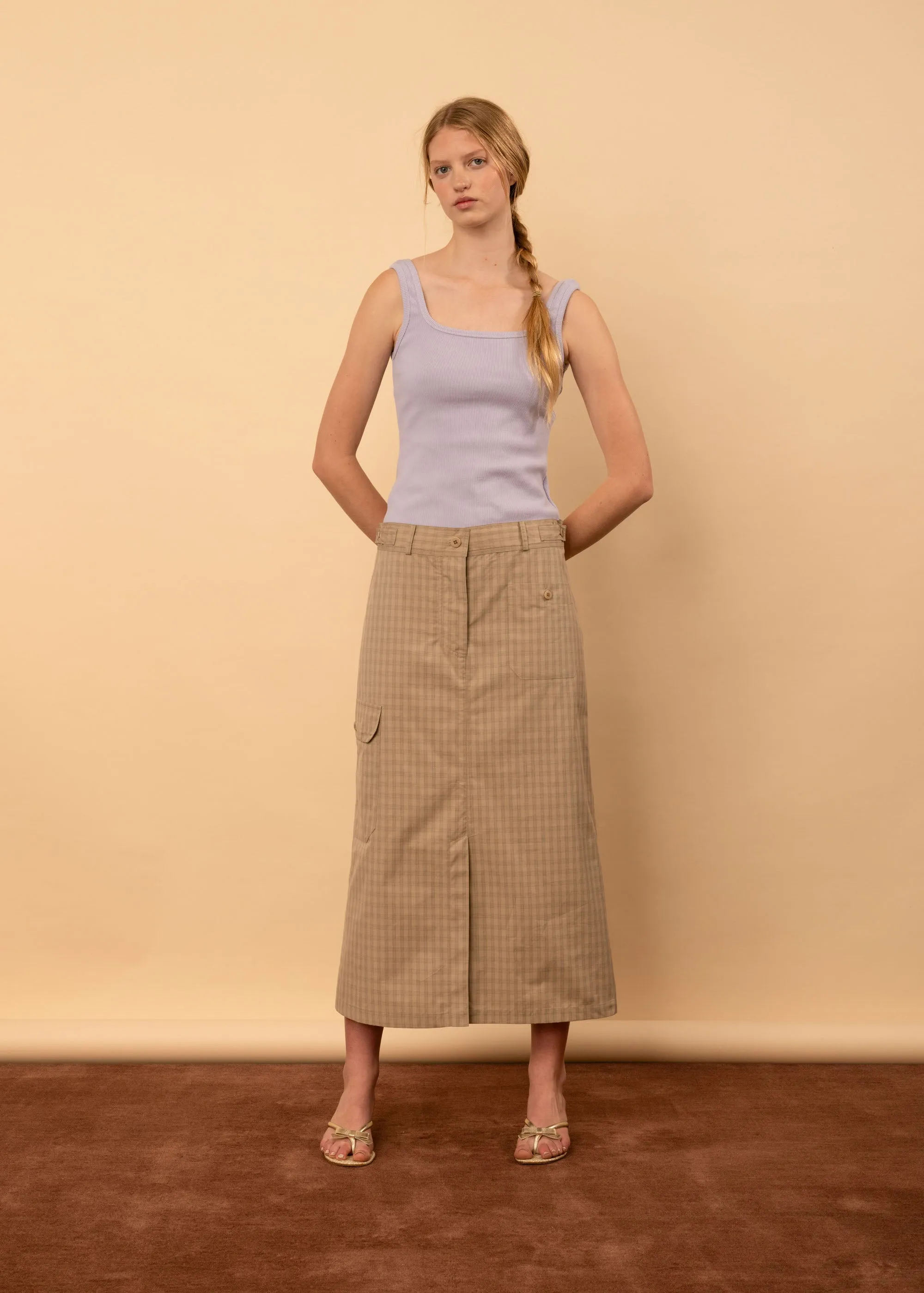 Leila Skirt (Pumice Check) sold by Penny Sage