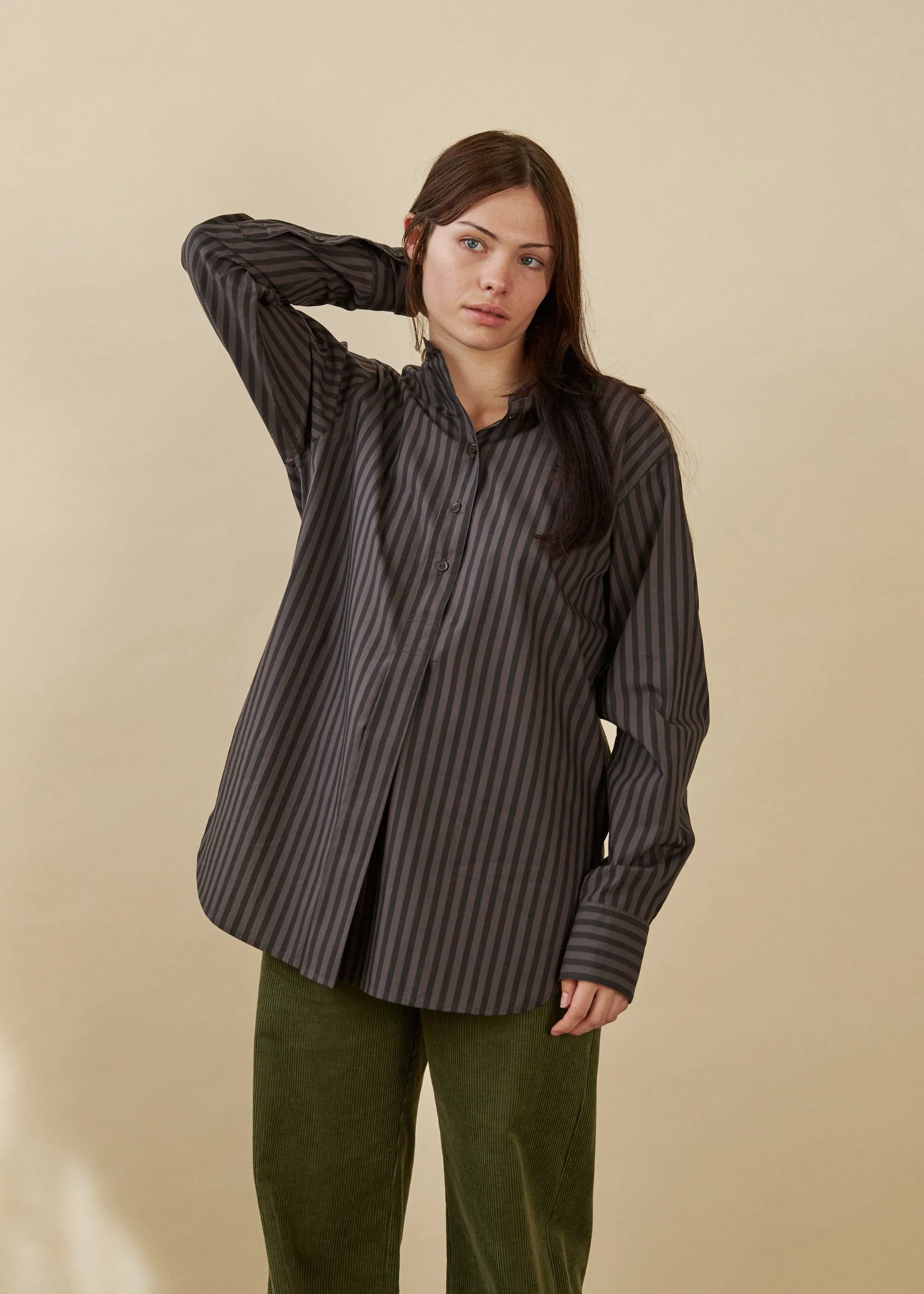 Mason Shirt (Charcoal Stripe) sold by Penny Sage