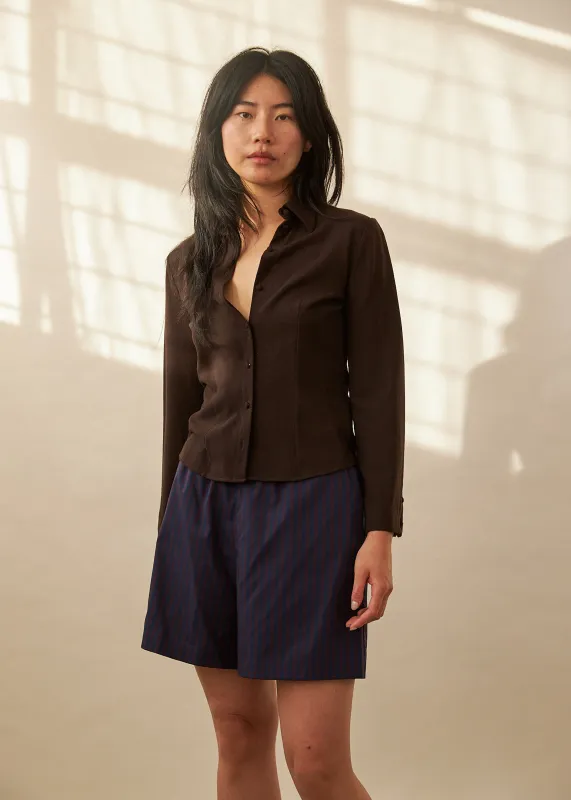 Beachy Shorts (Oxford Plum Stripe) sold by Penny Sage