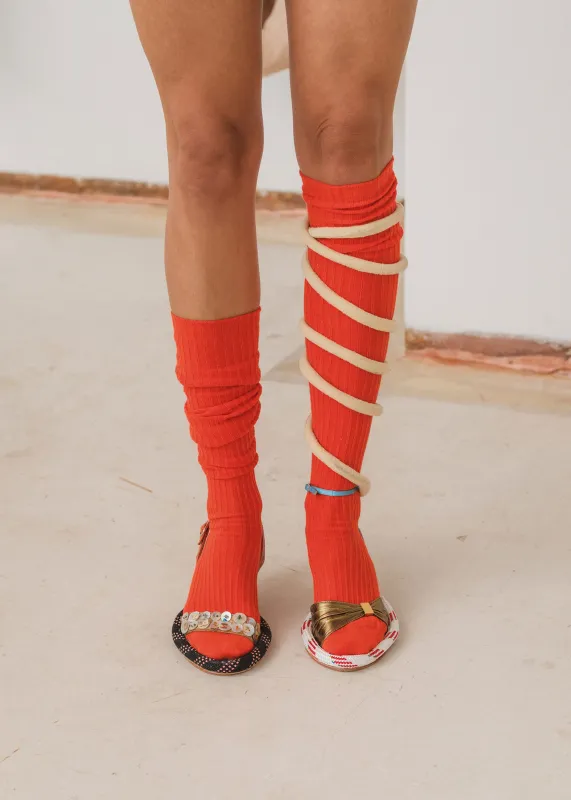 Baserange Overknee Socks (Bill Red) made by Baserange
