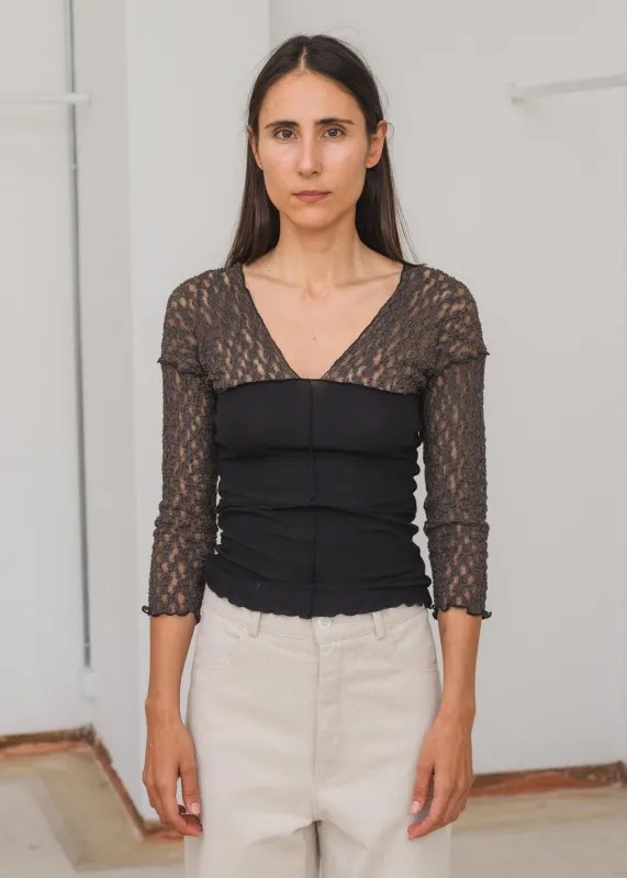 Baserange Nehru Long Sleeve Tee (Black & Brown) sold by Penny Sage