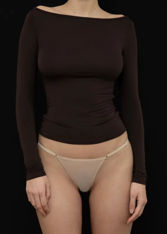 Kye Intimates Recline Bateau Long Sleeve (Espresso) sold by Penny Sage